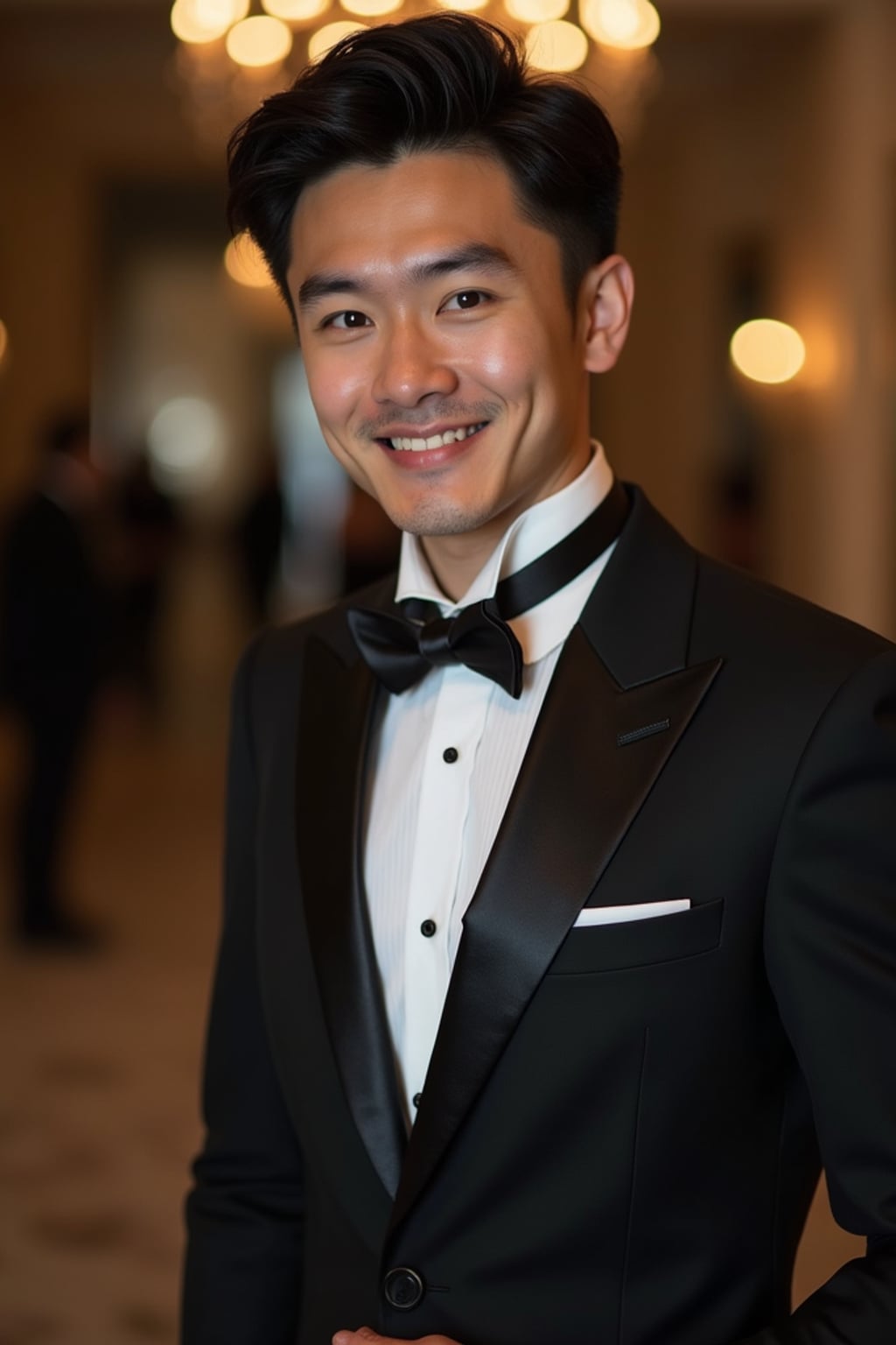 an elegant masculine  man attending a formal event