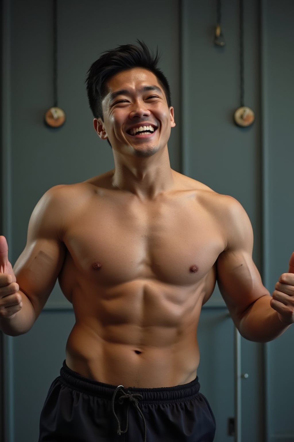 a confident masculine  man engaging in a fitness routine