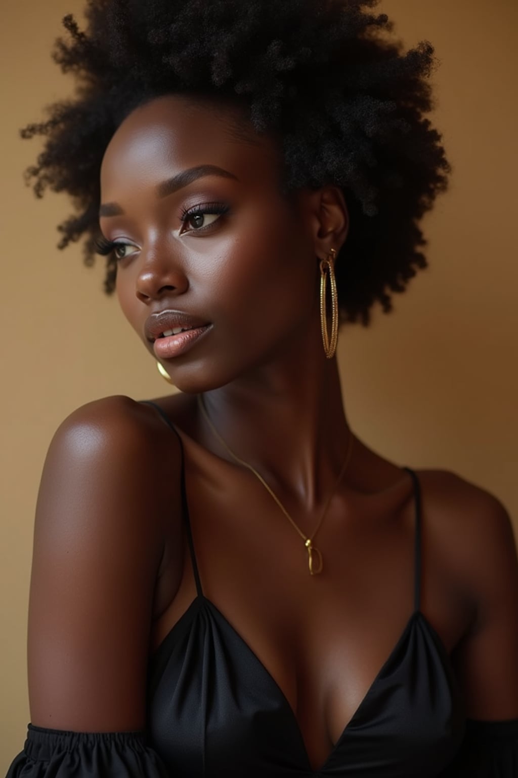 an alluring  feminine woman dressed in elegant evening wear