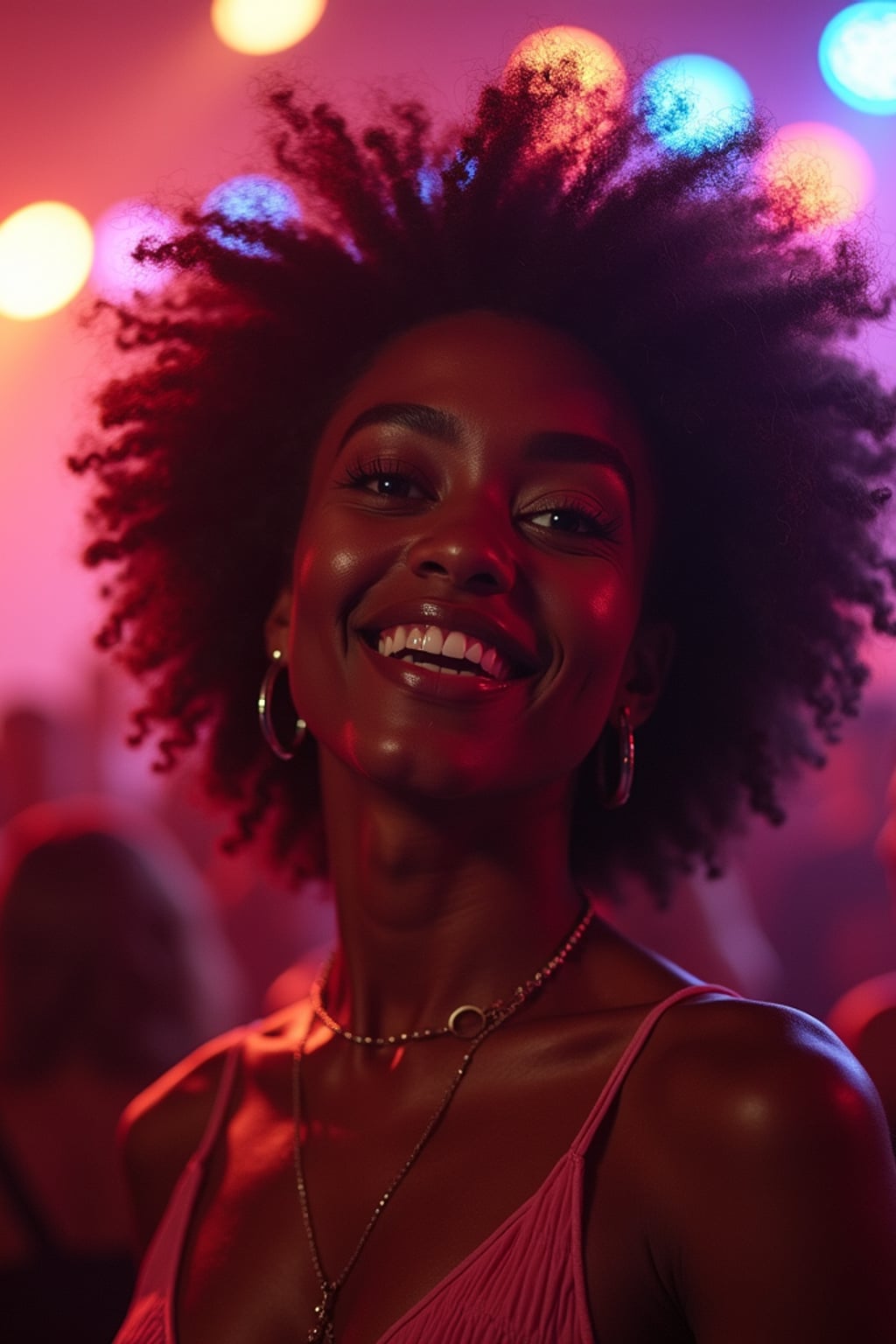 feminine woman enjoying a concert or music festival