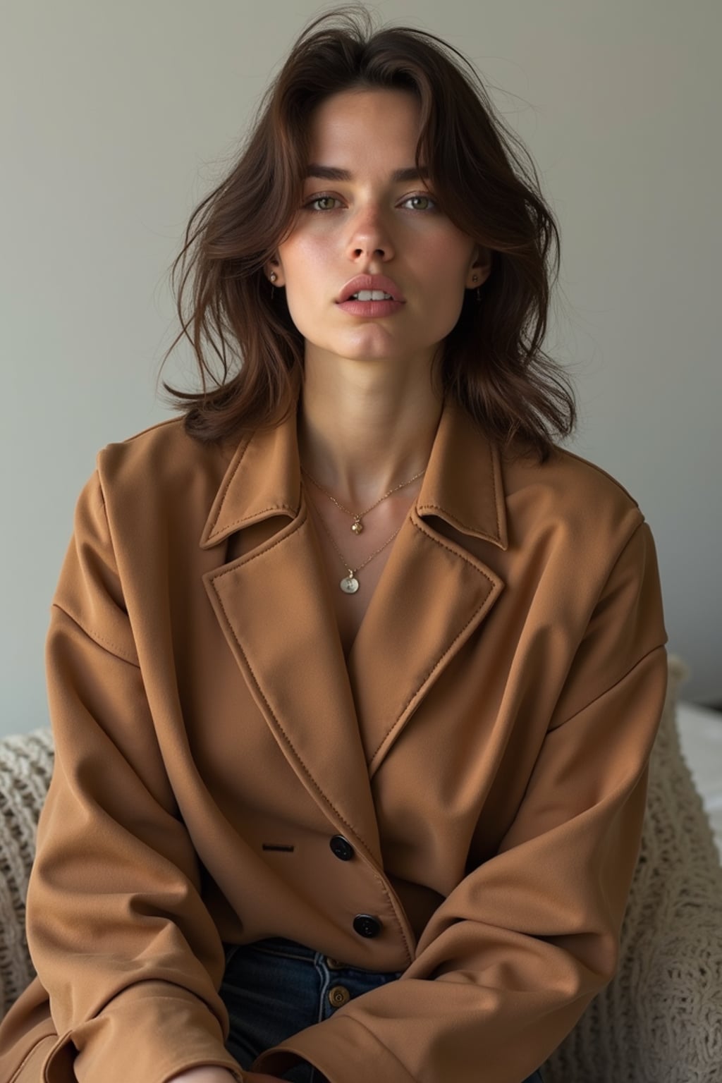 a confident  feminine woman dressed in stylish attire