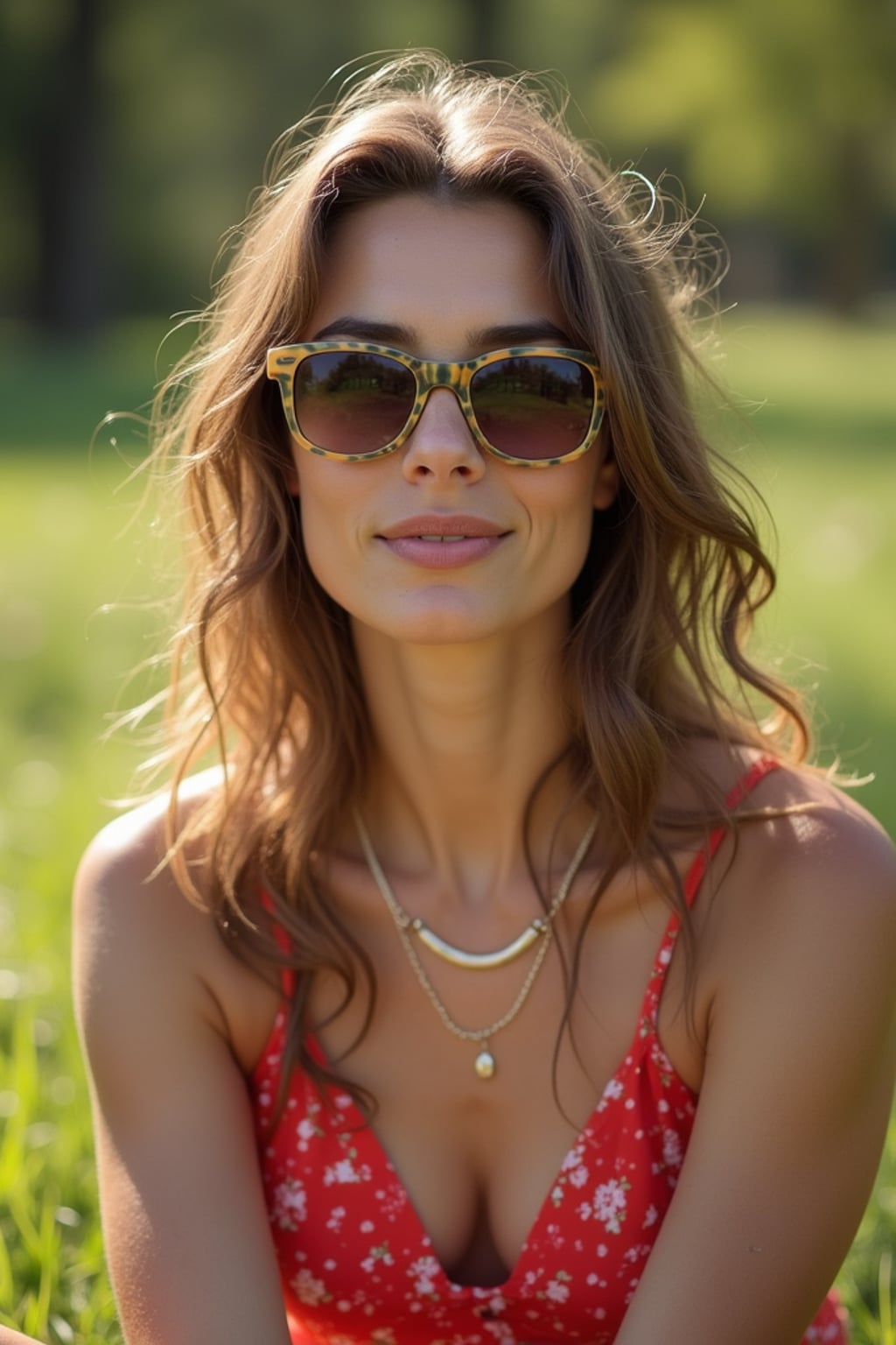 feminine woman having a fun outdoor picnic