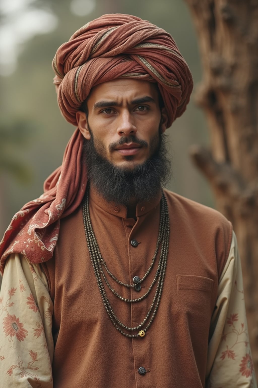 a man in  a modern take on traditional clothes, embodying the balance of tradition and contemporary life during Eid