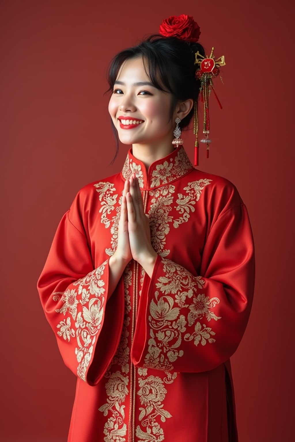 a stunning woman in a festive modest outfit for Eid celebrations , embodying the joy and gratitude of the holiday