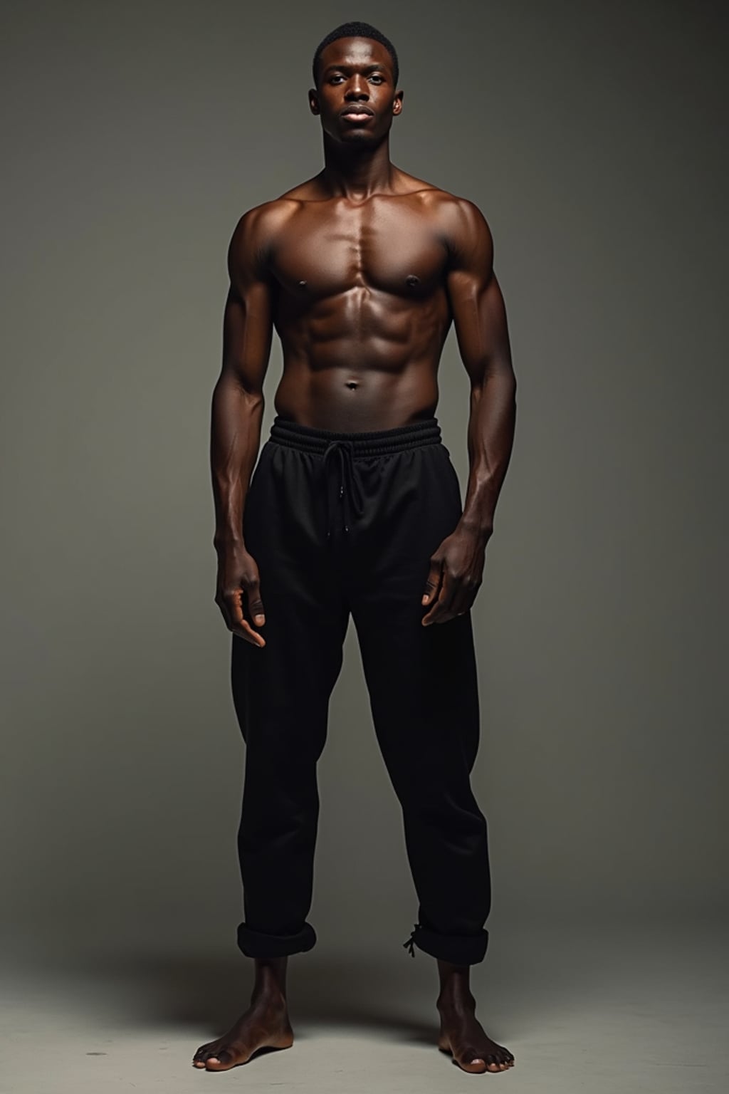 Full body artistic portrait of man.  Strong stance, artistic composition. Fine art photography style.