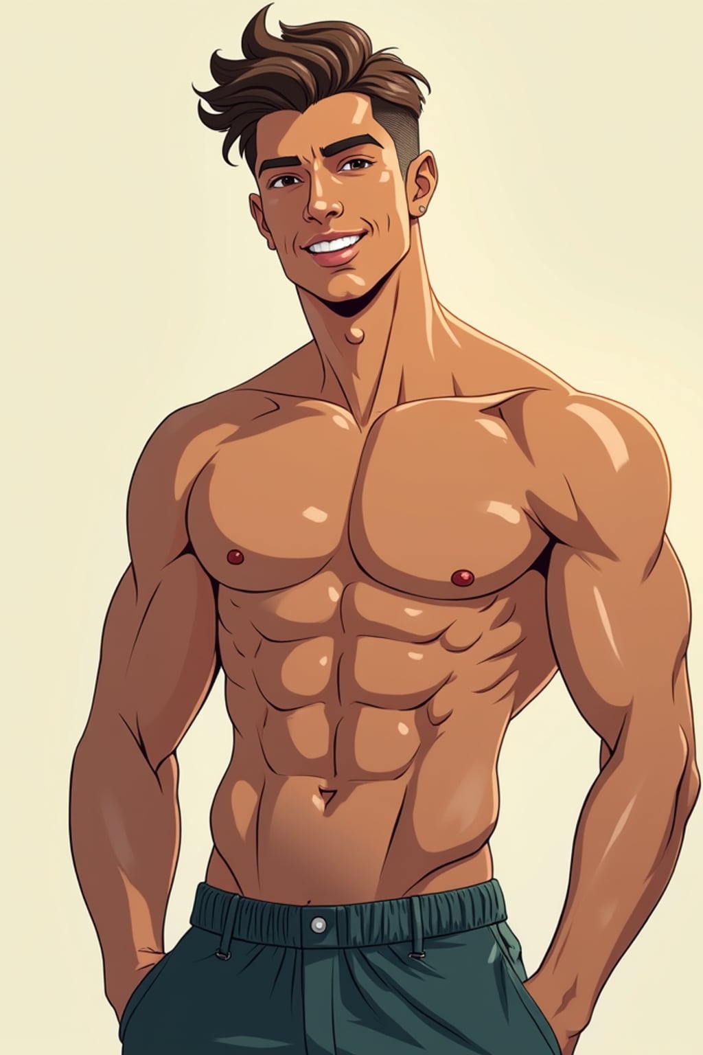 Full body portrait of man as a cartoon.  Creative style, modern interpretation. Professional digital art.