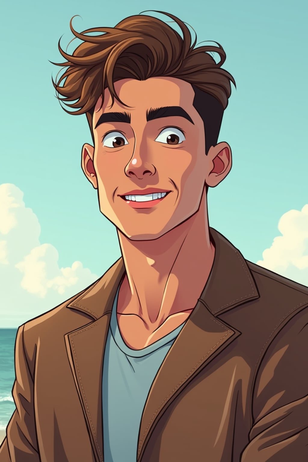 Full body portrait of man as a cartoon.  Creative style, modern interpretation. Professional digital art.