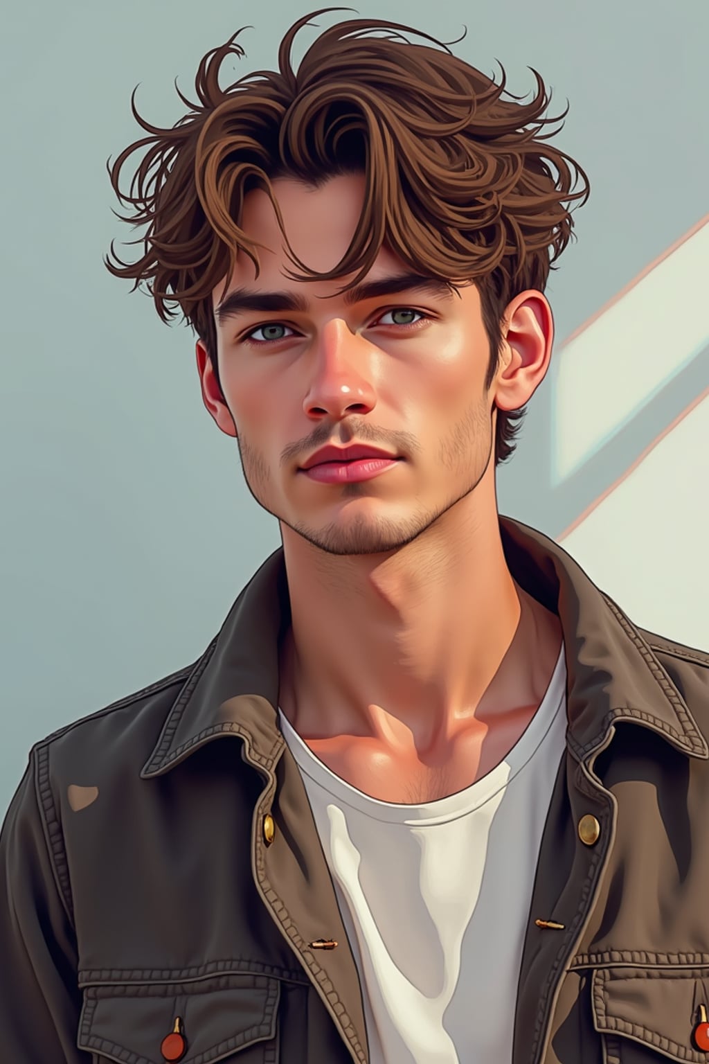Full body portrait of man as a digital illustration.  Graphic style, creative interpretation. Digital art aesthetic.