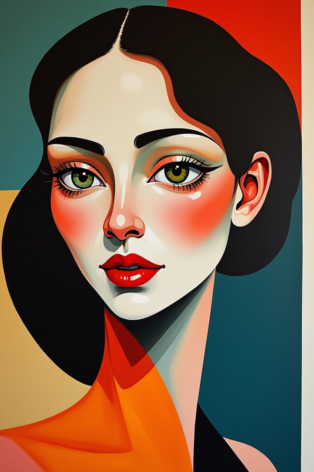 Artistic portrait of woman in cubist style. Geometric shapes, abstract forms . Picasso-inspired artwork.