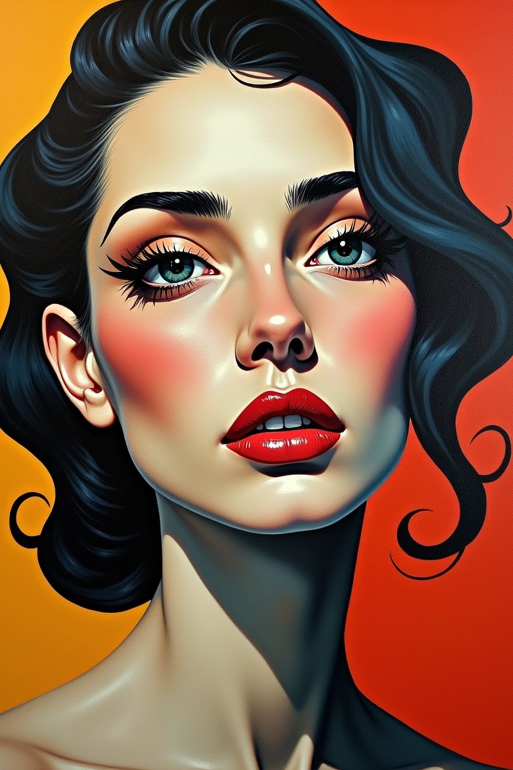 Artistic portrait of woman in cubist style. Geometric shapes, abstract forms . Picasso-inspired artwork.