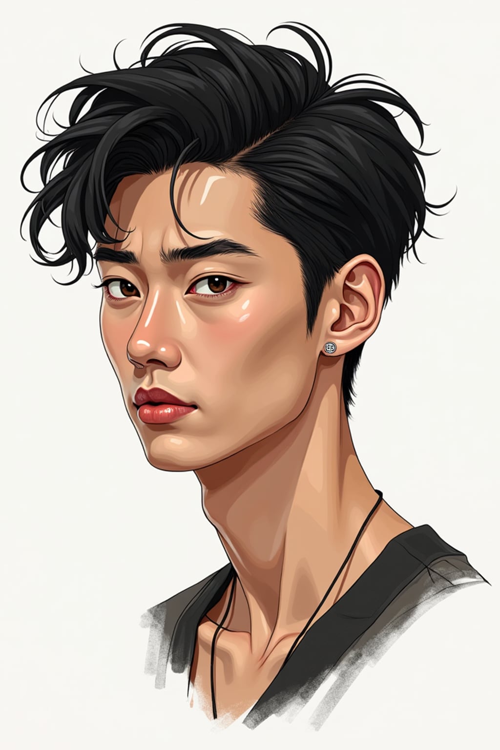 Model transformed into a contemporary illustration.  Creative style, modern aesthetic. Professional illustration.