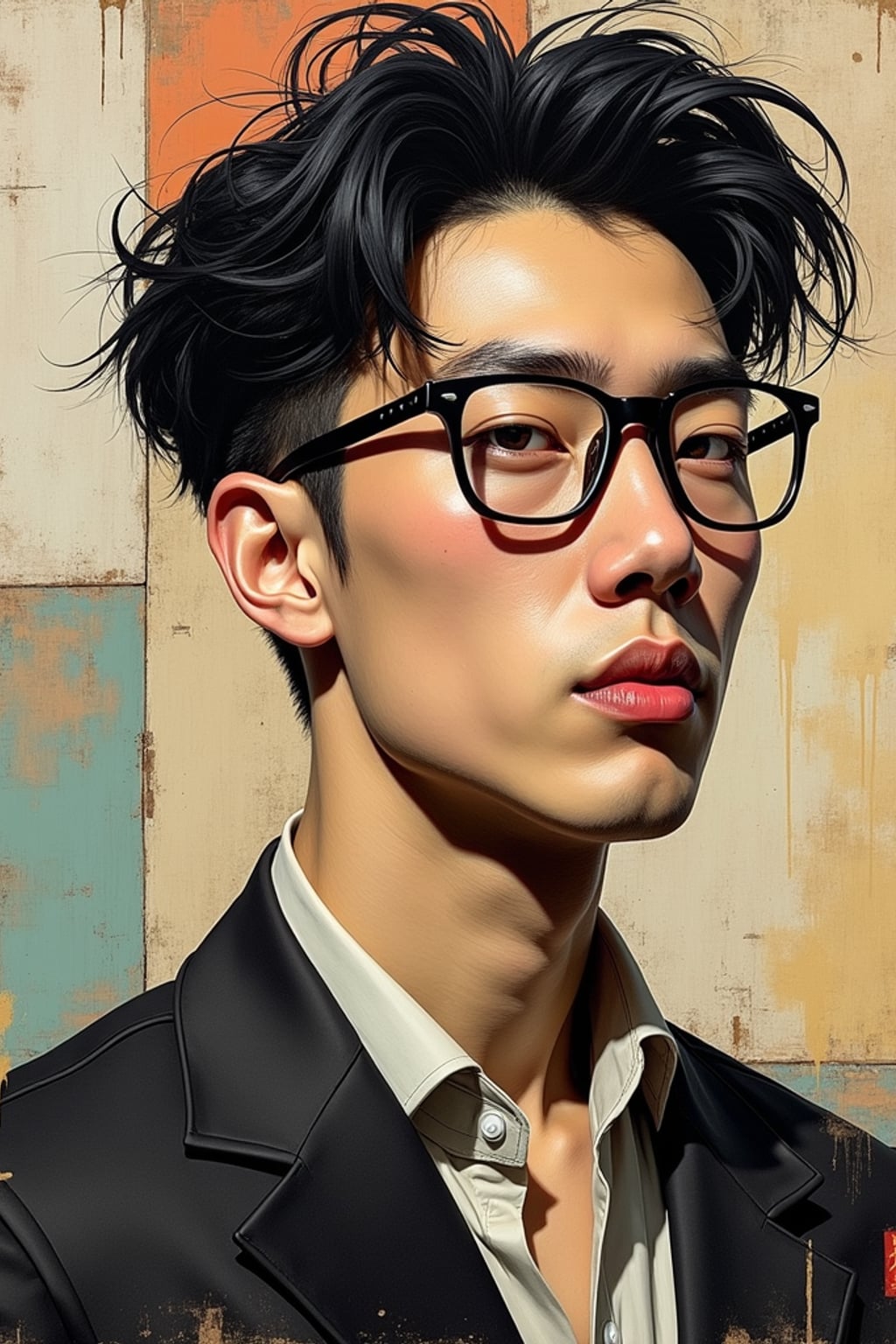 Artistic portrait of man in cubist style.  Fragmented perspective, bold lines. Picasso-inspired artwork.
