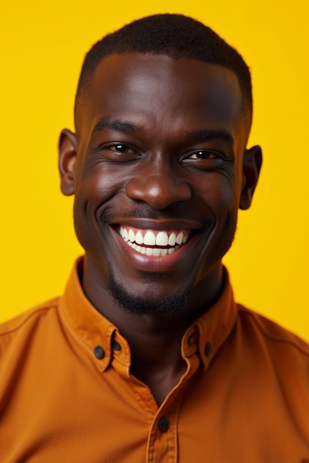 the image is a vibrant and colorful thumbnail, typically used for a youtube video. man with evil grin and mischievous look, bright plain gold background