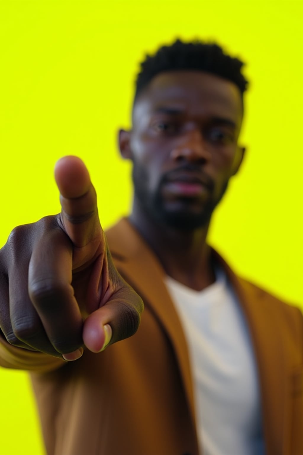 the image is a vibrant and colorful thumbnail, typically used for a youtube video. man with finger pointing at camera, dramatic pose, bright plain lime background