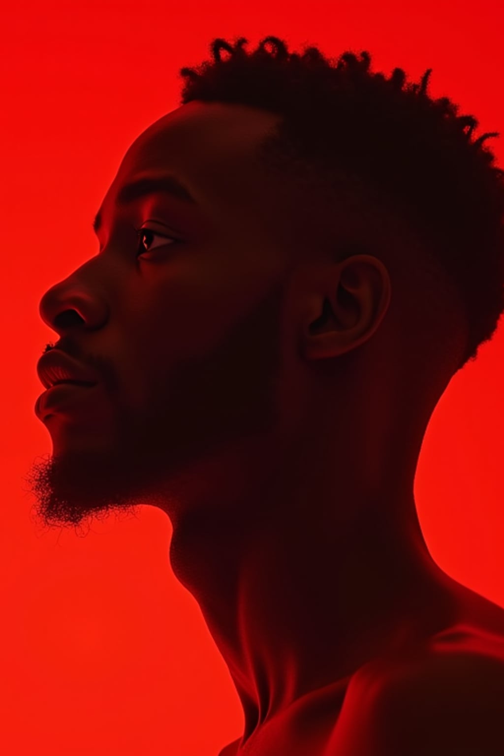 the image is a vibrant and colorful thumbnail, typically used for a youtube video. looking away, looking aside, gazing off man, bright plain red background