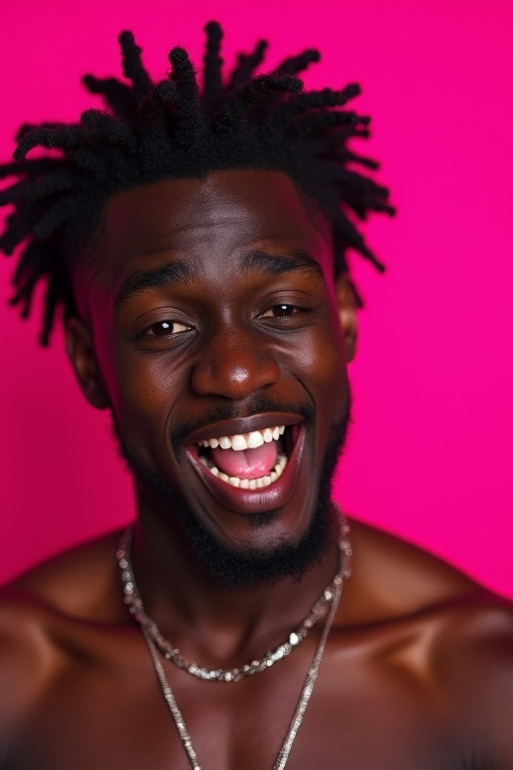 the image is a vibrant and colorful thumbnail, typically used for a youtube video. exaggerated feels disgusted repulsed revolted nauseated sickened appalled horrified man, bright plain magenta background