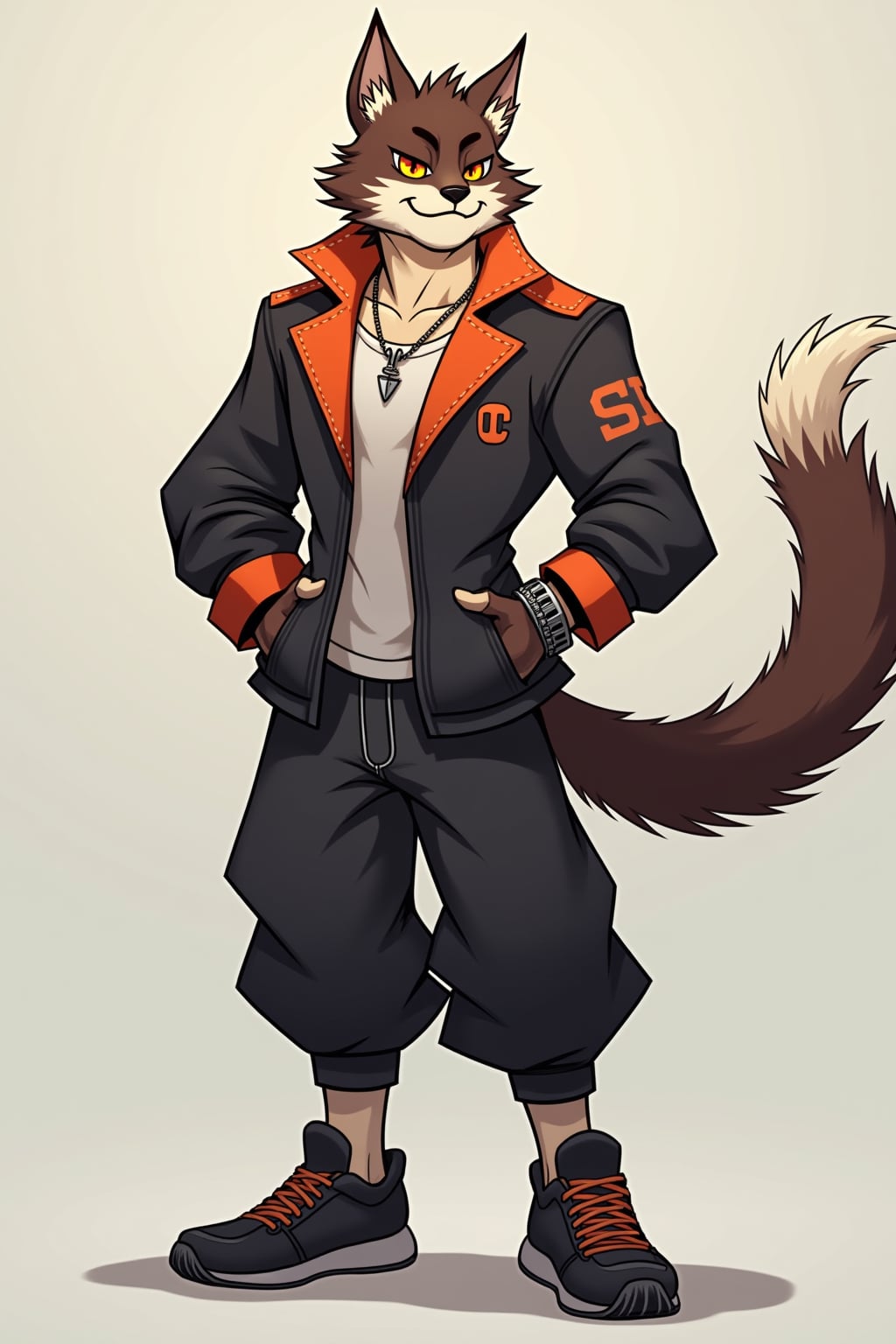 furry character of cat fursona of man with  cool feline features, sleek fur, and prominent cat ears, wearing stylish casual outfit, confident expression, detailed digital furry art style, bright colors