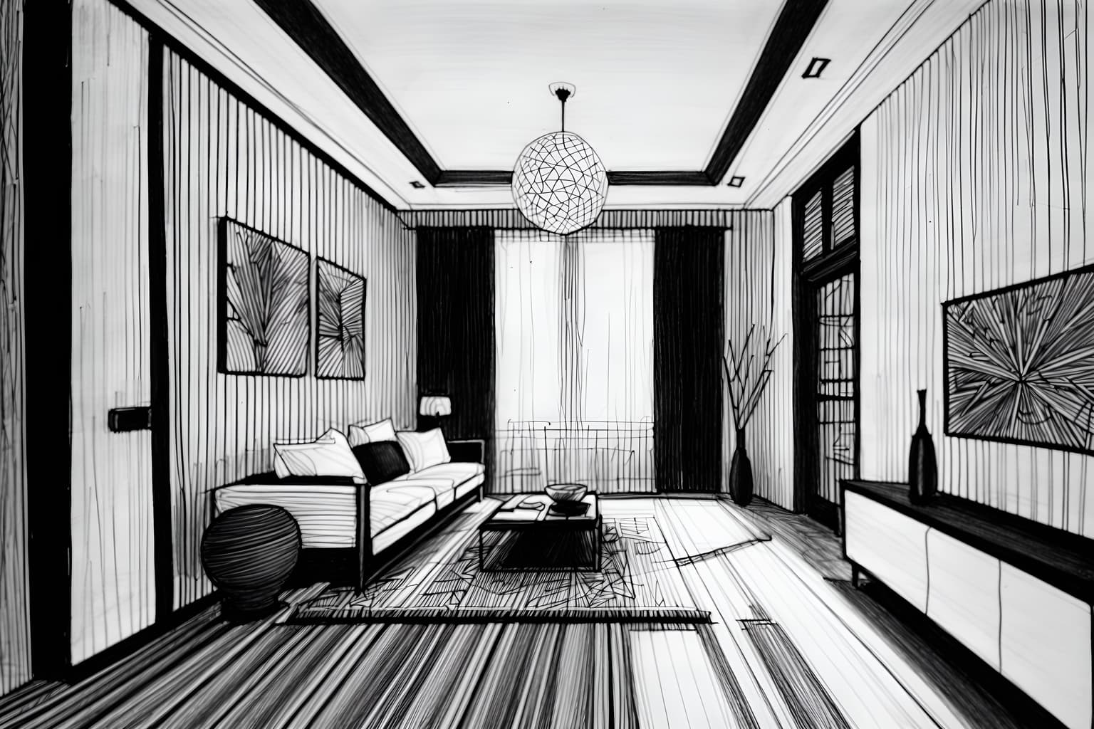 (hand-drawn monochrome black and white sketch line drawing)++ of sketch-style () apartment interior. a sketch of interior. with . a sketch of interior. trending on artstation. black and white line drawing sketch without colors. masterpiece, cinematic light, ultrarealistic+, photorealistic+, 8k, raw photo, realistic, sharp focus on eyes, (symmetrical eyes), (intact eyes), hyperrealistic, highest quality, best quality, , highly detailed, masterpiece, best quality, extremely detailed 8k wallpaper, masterpiece, best quality, ultra-detailed, best shadow, detailed background, detailed face, detailed eyes, high contrast, best illumination, detailed face, dulux, caustic, dynamic angle, detailed glow. dramatic lighting. highly detailed, insanely detailed hair, symmetrical, intricate details, professionally retouched, 8k high definition. strong bokeh. award winning photo.