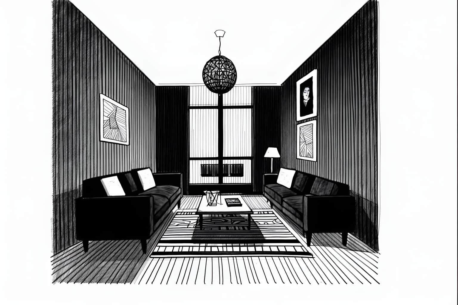 (hand-drawn monochrome black and white sketch line drawing)++ of sketch-style () apartment interior. a sketch of interior. with . a sketch of interior. trending on artstation. black and white line drawing sketch without colors. masterpiece, cinematic light, ultrarealistic+, photorealistic+, 8k, raw photo, realistic, sharp focus on eyes, (symmetrical eyes), (intact eyes), hyperrealistic, highest quality, best quality, , highly detailed, masterpiece, best quality, extremely detailed 8k wallpaper, masterpiece, best quality, ultra-detailed, best shadow, detailed background, detailed face, detailed eyes, high contrast, best illumination, detailed face, dulux, caustic, dynamic angle, detailed glow. dramatic lighting. highly detailed, insanely detailed hair, symmetrical, intricate details, professionally retouched, 8k high definition. strong bokeh. award winning photo.