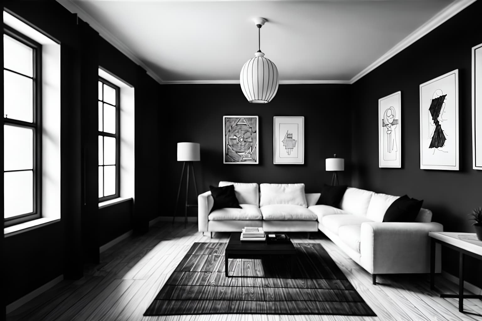 (hand-drawn monochrome black and white sketch line drawing)++ of sketch-style (attic) apartment interior. a sketch of interior. with . a sketch of interior. trending on artstation. black and white line drawing sketch without colors. masterpiece, cinematic light, ultrarealistic+, photorealistic+, 8k, raw photo, realistic, sharp focus on eyes, (symmetrical eyes), (intact eyes), hyperrealistic, highest quality, best quality, , highly detailed, masterpiece, best quality, extremely detailed 8k wallpaper, masterpiece, best quality, ultra-detailed, best shadow, detailed background, detailed face, detailed eyes, high contrast, best illumination, detailed face, dulux, caustic, dynamic angle, detailed glow. dramatic lighting. highly detailed, insanely detailed hair, symmetrical, intricate details, professionally retouched, 8k high definition. strong bokeh. award winning photo.