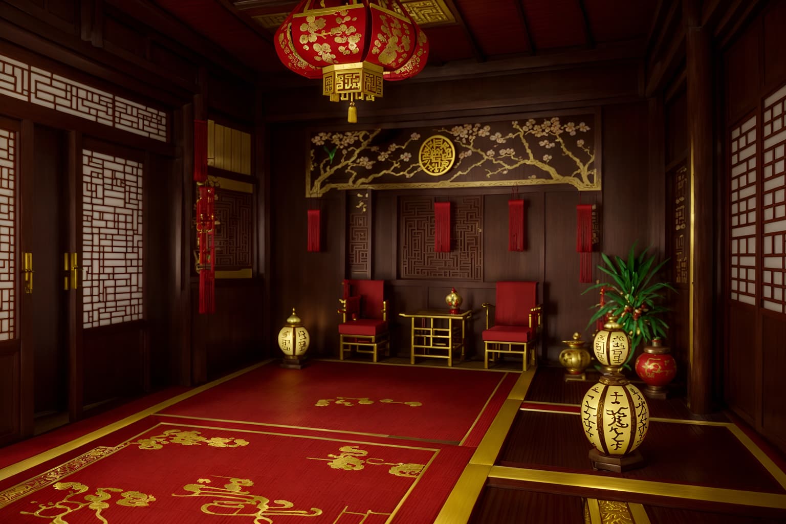 chinese new year-style (onsen interior) . with red and gold tassels and chinese knots and money tree and zodiac calendar and vases of plum blossoms and orchids and door couplets and gold ingots and red and gold candles. . cinematic photo, highly detailed, cinematic lighting, ultra-detailed, ultrarealistic, photorealism, 8k. chinese new year interior design style. masterpiece, cinematic light, ultrarealistic+, photorealistic+, 8k, raw photo, realistic, sharp focus on eyes, (symmetrical eyes), (intact eyes), hyperrealistic, highest quality, best quality, , highly detailed, masterpiece, best quality, extremely detailed 8k wallpaper, masterpiece, best quality, ultra-detailed, best shadow, detailed background, detailed face, detailed eyes, high contrast, best illumination, detailed face, dulux, caustic, dynamic angle, detailed glow. dramatic lighting. highly detailed, insanely detailed hair, symmetrical, intricate details, professionally retouched, 8k high definition. strong bokeh. award winning photo.