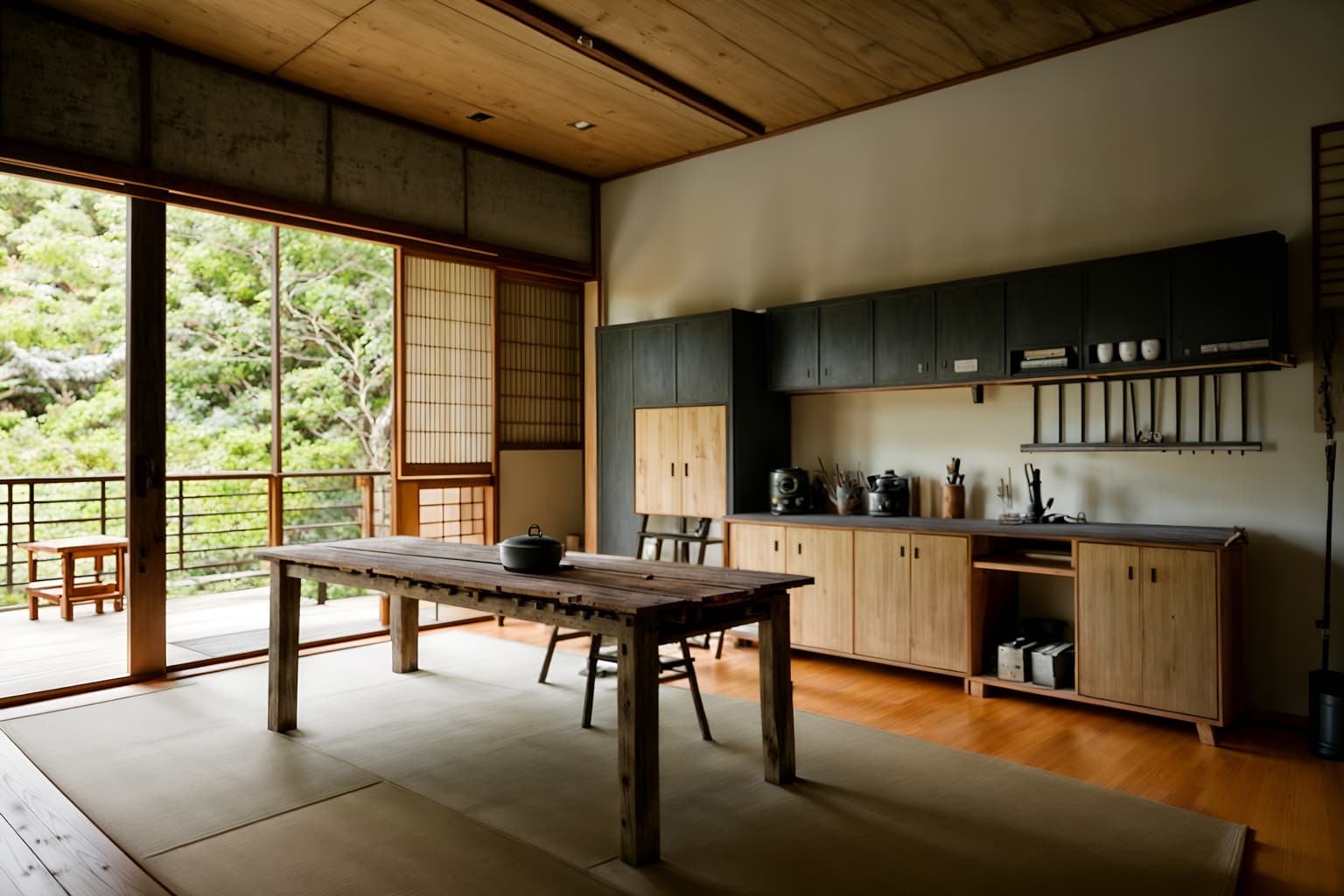 zen-style (workshop interior) with tool wall and wooden workbench and messy and tool wall. . with clean lines and natural light and serenity and harmony and japanese minimalist interior and mimimalist and simplicity and asian zen interior and asian zen interior. . cinematic photo, highly detailed, cinematic lighting, ultra-detailed, ultrarealistic, photorealism, 8k. zen interior design style. masterpiece, cinematic light, ultrarealistic+, photorealistic+, 8k, raw photo, realistic, sharp focus on eyes, (symmetrical eyes), (intact eyes), hyperrealistic, highest quality, best quality, , highly detailed, masterpiece, best quality, extremely detailed 8k wallpaper, masterpiece, best quality, ultra-detailed, best shadow, detailed background, detailed face, detailed eyes, high contrast, best illumination, detailed face, dulux, caustic, dynamic angle, detailed glow. dramatic lighting. highly detailed, insanely detailed hair, symmetrical, intricate details, professionally retouched, 8k high definition. strong bokeh. award winning photo.