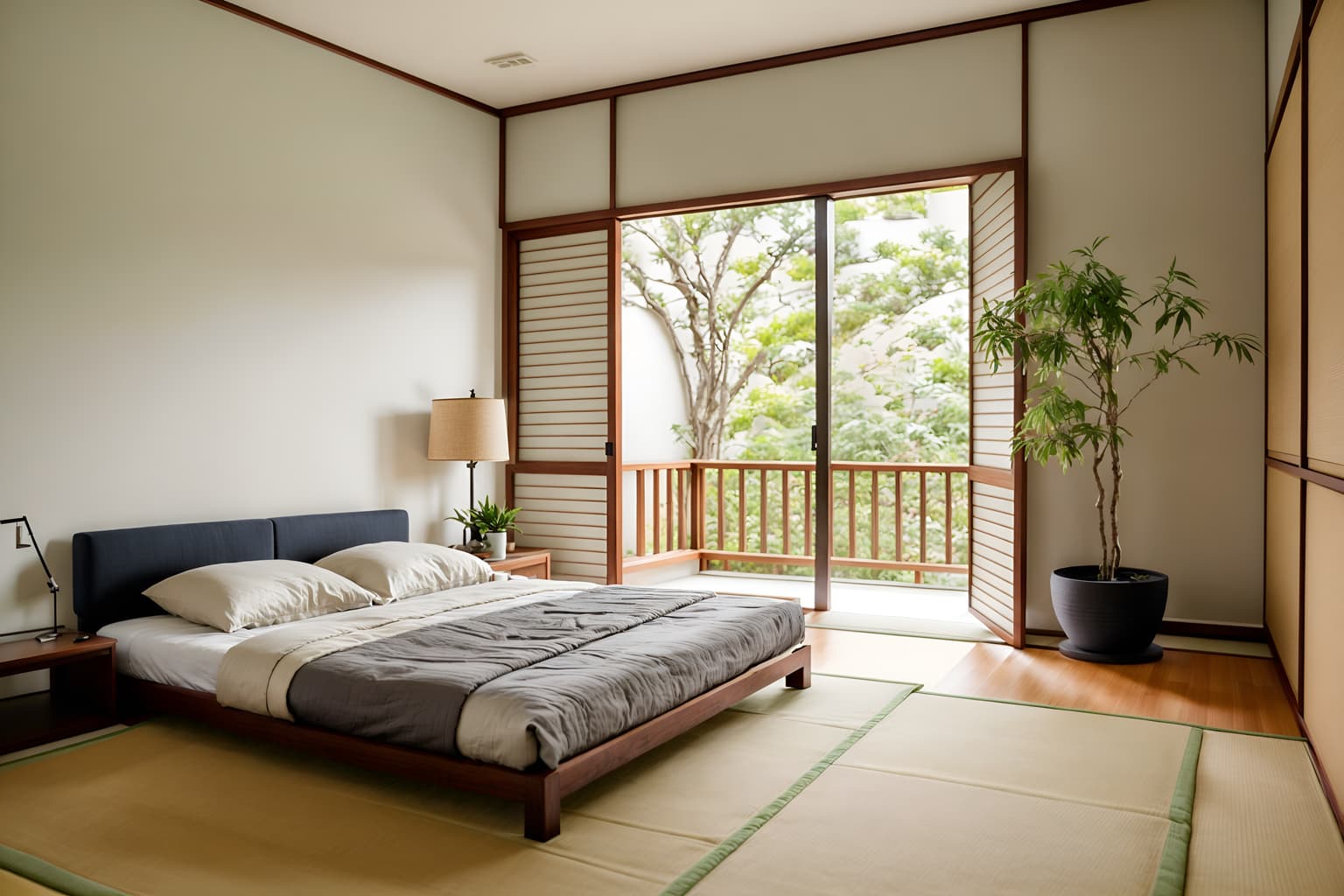 zen-style (bedroom interior) with accent chair and dresser closet and bedside table or night stand and bed and plant and storage bench or ottoman and headboard and mirror. . with asian interior and natural light and japanese minimalist interior and japanese minimalist interior and mimimalist and japanese interior and simplicity and calm and neutral colors. . cinematic photo, highly detailed, cinematic lighting, ultra-detailed, ultrarealistic, photorealism, 8k. zen interior design style. masterpiece, cinematic light, ultrarealistic+, photorealistic+, 8k, raw photo, realistic, sharp focus on eyes, (symmetrical eyes), (intact eyes), hyperrealistic, highest quality, best quality, , highly detailed, masterpiece, best quality, extremely detailed 8k wallpaper, masterpiece, best quality, ultra-detailed, best shadow, detailed background, detailed face, detailed eyes, high contrast, best illumination, detailed face, dulux, caustic, dynamic angle, detailed glow. dramatic lighting. highly detailed, insanely detailed hair, symmetrical, intricate details, professionally retouched, 8k high definition. strong bokeh. award winning photo.