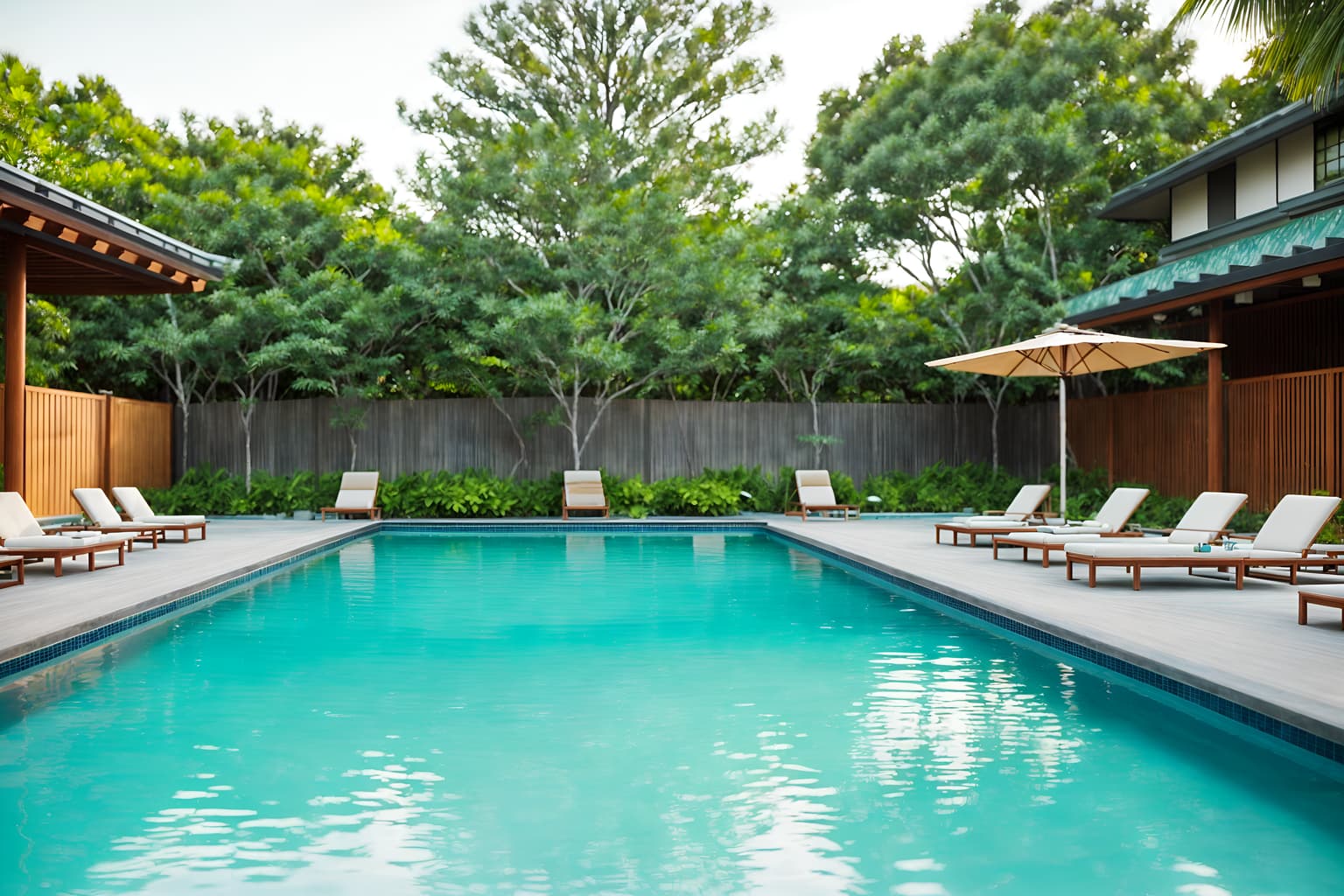zen-style designed (outdoor pool area ) with pool lounge chairs and pool lights and pool and pool lounge chairs. . with simplicity and clean lines and mimimalist and japanese minimalist and calm and neutral colors and asian and natural light and simple furniture. . cinematic photo, highly detailed, cinematic lighting, ultra-detailed, ultrarealistic, photorealism, 8k. zen design style. masterpiece, cinematic light, ultrarealistic+, photorealistic+, 8k, raw photo, realistic, sharp focus on eyes, (symmetrical eyes), (intact eyes), hyperrealistic, highest quality, best quality, , highly detailed, masterpiece, best quality, extremely detailed 8k wallpaper, masterpiece, best quality, ultra-detailed, best shadow, detailed background, detailed face, detailed eyes, high contrast, best illumination, detailed face, dulux, caustic, dynamic angle, detailed glow. dramatic lighting. highly detailed, insanely detailed hair, symmetrical, intricate details, professionally retouched, 8k high definition. strong bokeh. award winning photo.