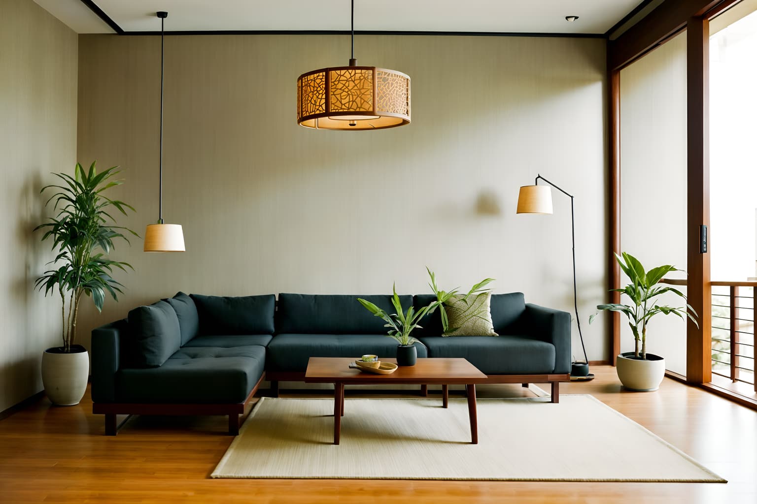 zen-style (hotel lobby interior) with furniture and hanging lamps and rug and check in desk and sofas and coffee tables and plant and lounge chairs. . with natural light and simplicity and simple furniture and serenity and harmony and clean lines and asian zen interior and japanese minimalist interior and asian interior. . cinematic photo, highly detailed, cinematic lighting, ultra-detailed, ultrarealistic, photorealism, 8k. zen interior design style. masterpiece, cinematic light, ultrarealistic+, photorealistic+, 8k, raw photo, realistic, sharp focus on eyes, (symmetrical eyes), (intact eyes), hyperrealistic, highest quality, best quality, , highly detailed, masterpiece, best quality, extremely detailed 8k wallpaper, masterpiece, best quality, ultra-detailed, best shadow, detailed background, detailed face, detailed eyes, high contrast, best illumination, detailed face, dulux, caustic, dynamic angle, detailed glow. dramatic lighting. highly detailed, insanely detailed hair, symmetrical, intricate details, professionally retouched, 8k high definition. strong bokeh. award winning photo.