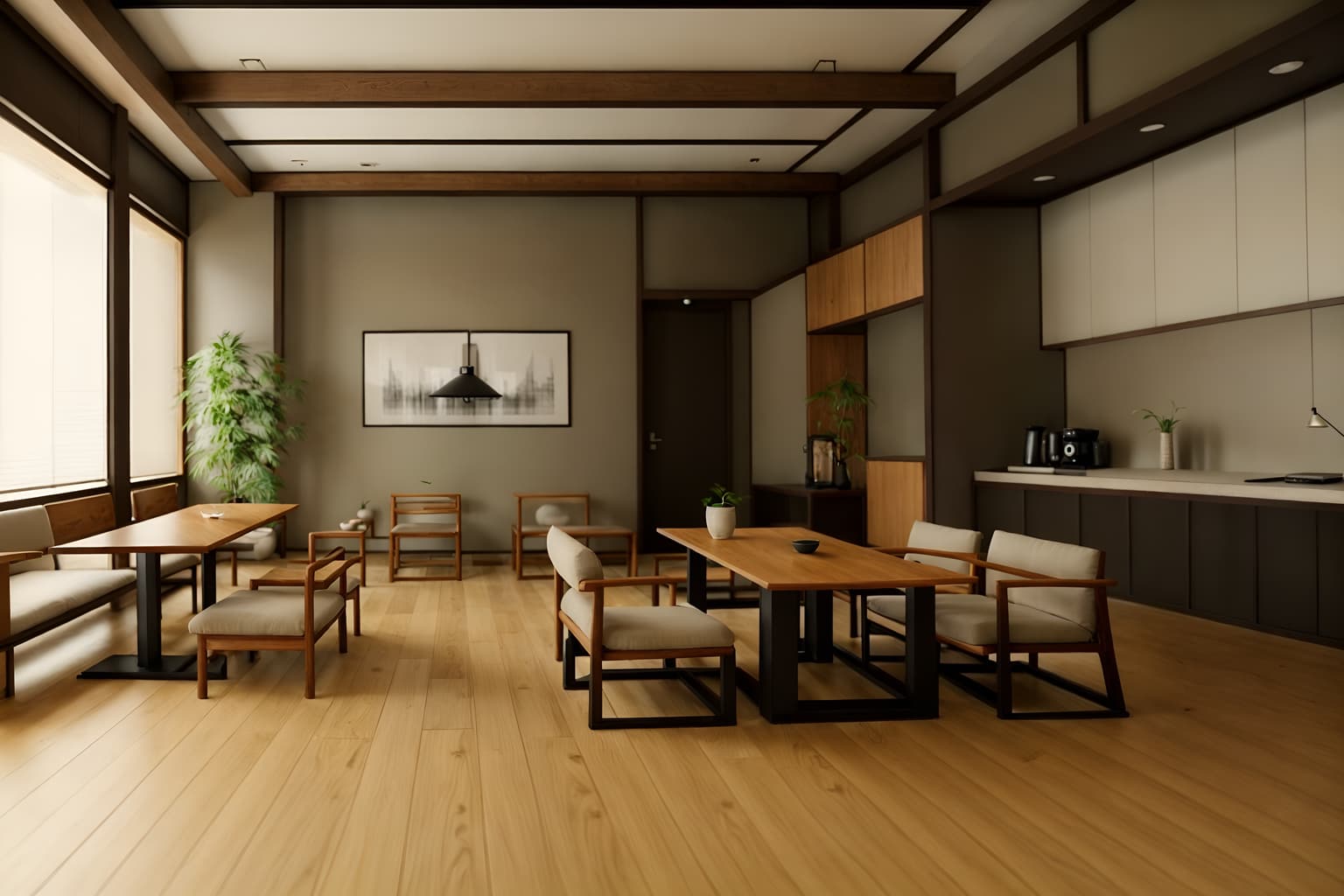 zen-style (coffee shop interior) . with simple furniture and natural light and clutter free and simplicity and japanese minimalist interior and asian interior and asian zen interior and calm and neutral colors. . cinematic photo, highly detailed, cinematic lighting, ultra-detailed, ultrarealistic, photorealism, 8k. zen interior design style. masterpiece, cinematic light, ultrarealistic+, photorealistic+, 8k, raw photo, realistic, sharp focus on eyes, (symmetrical eyes), (intact eyes), hyperrealistic, highest quality, best quality, , highly detailed, masterpiece, best quality, extremely detailed 8k wallpaper, masterpiece, best quality, ultra-detailed, best shadow, detailed background, detailed face, detailed eyes, high contrast, best illumination, detailed face, dulux, caustic, dynamic angle, detailed glow. dramatic lighting. highly detailed, insanely detailed hair, symmetrical, intricate details, professionally retouched, 8k high definition. strong bokeh. award winning photo.