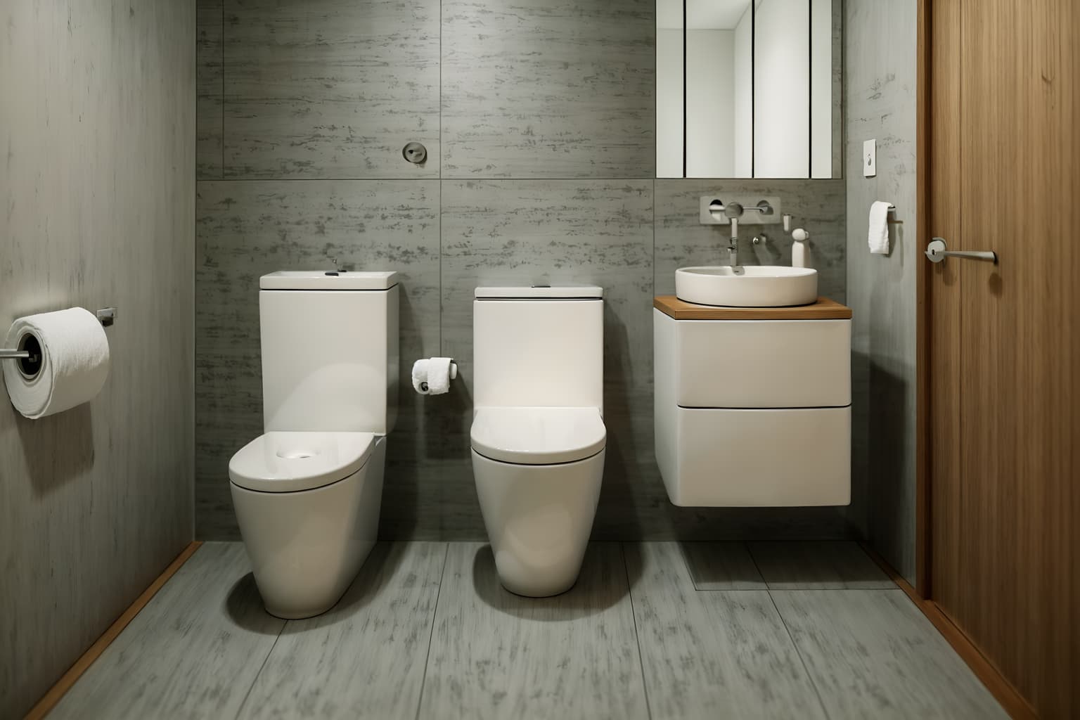 zen-style (toilet interior) with sink with tap and toilet paper hanger and toilet with toilet seat up and sink with tap. . with japanese minimalist interior and japanese interior and japanese minimalist interior and simplicity and asian zen interior and clutter free and mimimalist and calm and neutral colors. . cinematic photo, highly detailed, cinematic lighting, ultra-detailed, ultrarealistic, photorealism, 8k. zen interior design style. masterpiece, cinematic light, ultrarealistic+, photorealistic+, 8k, raw photo, realistic, sharp focus on eyes, (symmetrical eyes), (intact eyes), hyperrealistic, highest quality, best quality, , highly detailed, masterpiece, best quality, extremely detailed 8k wallpaper, masterpiece, best quality, ultra-detailed, best shadow, detailed background, detailed face, detailed eyes, high contrast, best illumination, detailed face, dulux, caustic, dynamic angle, detailed glow. dramatic lighting. highly detailed, insanely detailed hair, symmetrical, intricate details, professionally retouched, 8k high definition. strong bokeh. award winning photo.