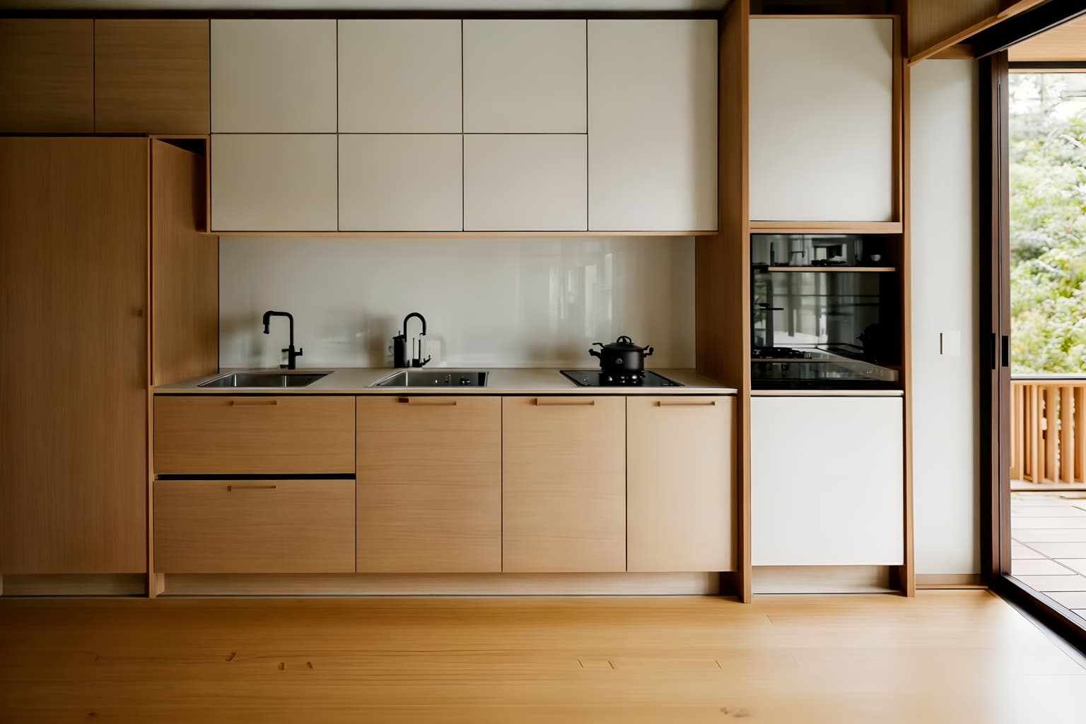 zen-style (kitchen interior) with stove and sink and worktops and plant and kitchen cabinets and refrigerator and stove. . with japanese minimalist interior and asian zen interior and calm and neutral colors and japanese minimalist interior and simplicity and simple furniture and japanese interior and asian zen interior. . cinematic photo, highly detailed, cinematic lighting, ultra-detailed, ultrarealistic, photorealism, 8k. zen interior design style. masterpiece, cinematic light, ultrarealistic+, photorealistic+, 8k, raw photo, realistic, sharp focus on eyes, (symmetrical eyes), (intact eyes), hyperrealistic, highest quality, best quality, , highly detailed, masterpiece, best quality, extremely detailed 8k wallpaper, masterpiece, best quality, ultra-detailed, best shadow, detailed background, detailed face, detailed eyes, high contrast, best illumination, detailed face, dulux, caustic, dynamic angle, detailed glow. dramatic lighting. highly detailed, insanely detailed hair, symmetrical, intricate details, professionally retouched, 8k high definition. strong bokeh. award winning photo.