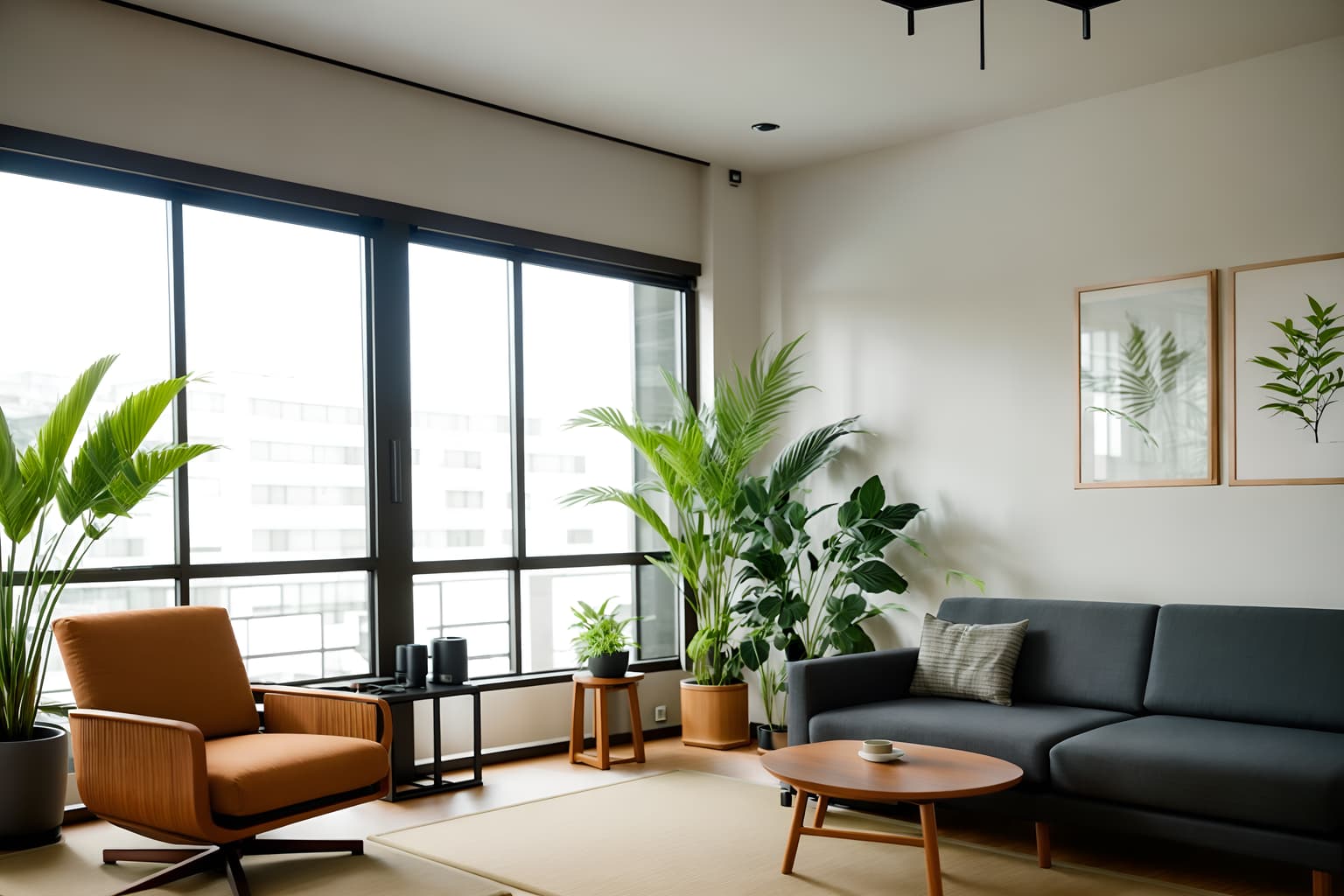 zen-style (office interior) with seating area with sofa and plants and desk lamps and office chairs and lounge chairs and office desks and computer desks and windows. . with natural light and natural textures and clean lines and asian zen interior and asian zen interior and asian interior and japanese minimalist interior and simple furniture. . cinematic photo, highly detailed, cinematic lighting, ultra-detailed, ultrarealistic, photorealism, 8k. zen interior design style. masterpiece, cinematic light, ultrarealistic+, photorealistic+, 8k, raw photo, realistic, sharp focus on eyes, (symmetrical eyes), (intact eyes), hyperrealistic, highest quality, best quality, , highly detailed, masterpiece, best quality, extremely detailed 8k wallpaper, masterpiece, best quality, ultra-detailed, best shadow, detailed background, detailed face, detailed eyes, high contrast, best illumination, detailed face, dulux, caustic, dynamic angle, detailed glow. dramatic lighting. highly detailed, insanely detailed hair, symmetrical, intricate details, professionally retouched, 8k high definition. strong bokeh. award winning photo.