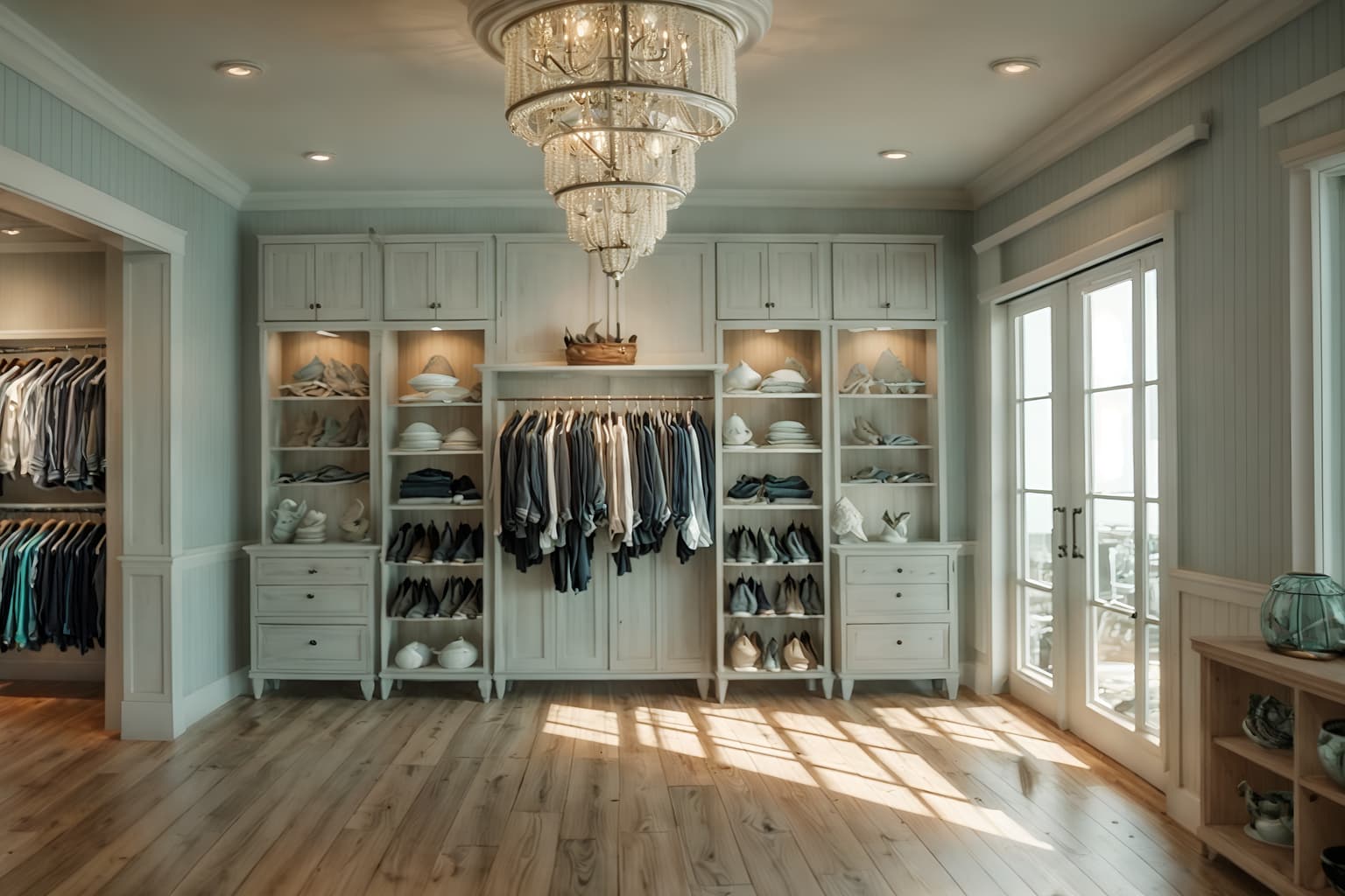 coastal-style (clothing store interior) . with . . cinematic photo, highly detailed, cinematic lighting, ultra-detailed, ultrarealistic, photorealism, 8k. coastal interior design style. masterpiece, cinematic light, ultrarealistic+, photorealistic+, 8k, raw photo, realistic, sharp focus on eyes, (symmetrical eyes), (intact eyes), hyperrealistic, highest quality, best quality, , highly detailed, masterpiece, best quality, extremely detailed 8k wallpaper, masterpiece, best quality, ultra-detailed, best shadow, detailed background, detailed face, detailed eyes, high contrast, best illumination, detailed face, dulux, caustic, dynamic angle, detailed glow. dramatic lighting. highly detailed, insanely detailed hair, symmetrical, intricate details, professionally retouched, 8k high definition. strong bokeh. award winning photo.