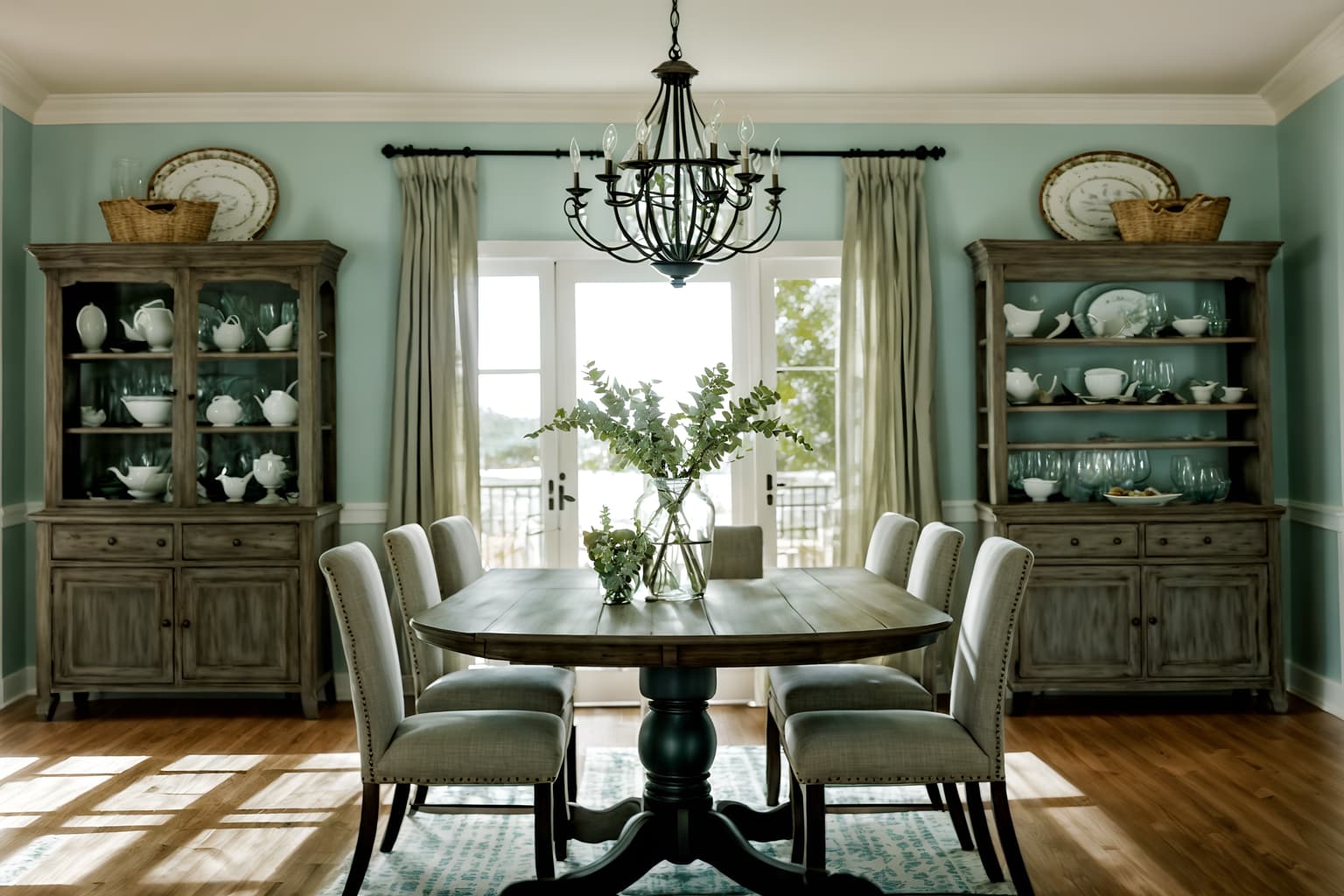 coastal-style (dining room interior) with dining table and painting or photo on wall and vase and table cloth and bookshelves and plant and light or chandelier and plates, cutlery and glasses on dining table. . with . . cinematic photo, highly detailed, cinematic lighting, ultra-detailed, ultrarealistic, photorealism, 8k. coastal interior design style. masterpiece, cinematic light, ultrarealistic+, photorealistic+, 8k, raw photo, realistic, sharp focus on eyes, (symmetrical eyes), (intact eyes), hyperrealistic, highest quality, best quality, , highly detailed, masterpiece, best quality, extremely detailed 8k wallpaper, masterpiece, best quality, ultra-detailed, best shadow, detailed background, detailed face, detailed eyes, high contrast, best illumination, detailed face, dulux, caustic, dynamic angle, detailed glow. dramatic lighting. highly detailed, insanely detailed hair, symmetrical, intricate details, professionally retouched, 8k high definition. strong bokeh. award winning photo.