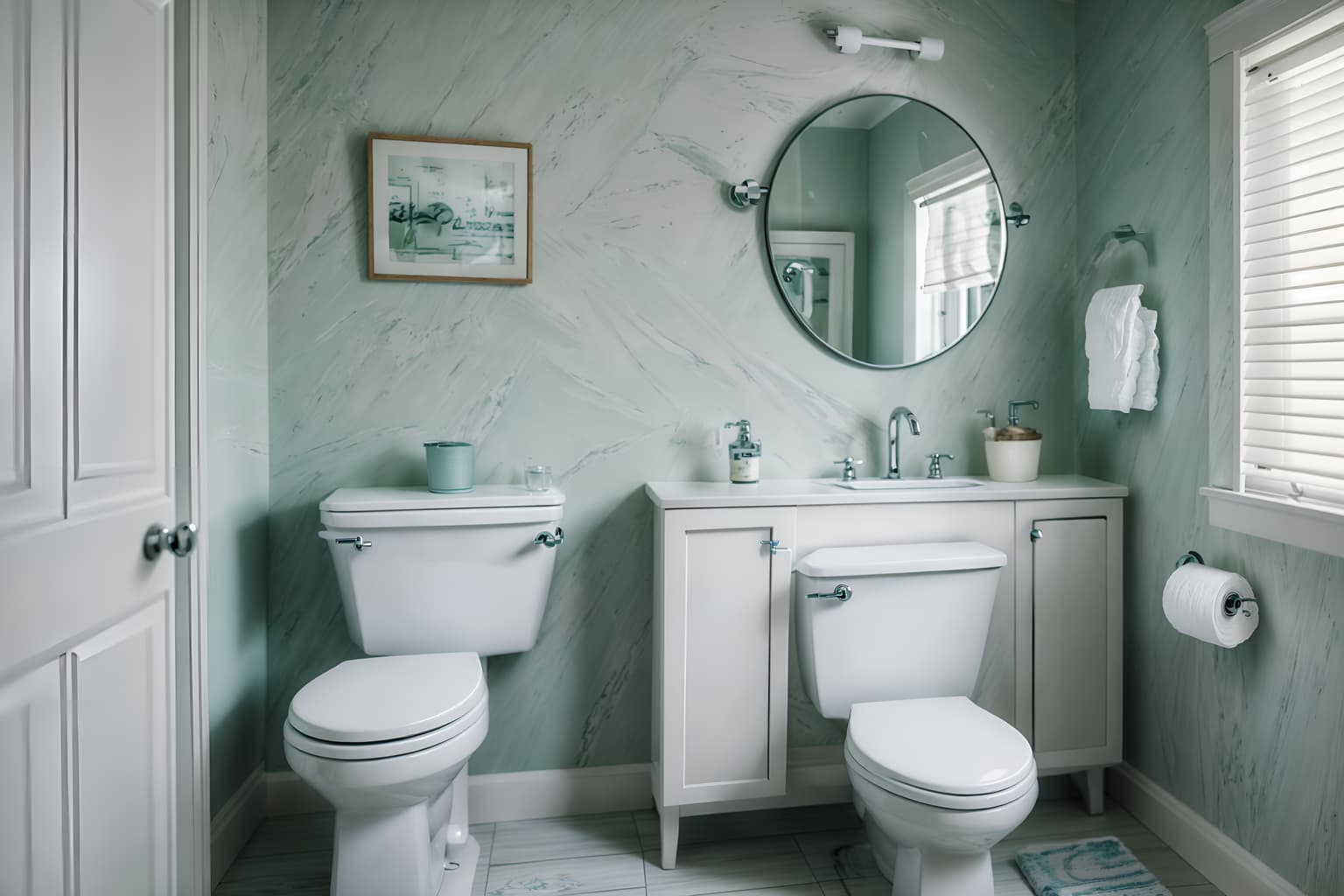 coastal-style (toilet interior) with sink with tap and toilet paper hanger and toilet with toilet seat up and sink with tap. . with . . cinematic photo, highly detailed, cinematic lighting, ultra-detailed, ultrarealistic, photorealism, 8k. coastal interior design style. masterpiece, cinematic light, ultrarealistic+, photorealistic+, 8k, raw photo, realistic, sharp focus on eyes, (symmetrical eyes), (intact eyes), hyperrealistic, highest quality, best quality, , highly detailed, masterpiece, best quality, extremely detailed 8k wallpaper, masterpiece, best quality, ultra-detailed, best shadow, detailed background, detailed face, detailed eyes, high contrast, best illumination, detailed face, dulux, caustic, dynamic angle, detailed glow. dramatic lighting. highly detailed, insanely detailed hair, symmetrical, intricate details, professionally retouched, 8k high definition. strong bokeh. award winning photo.
