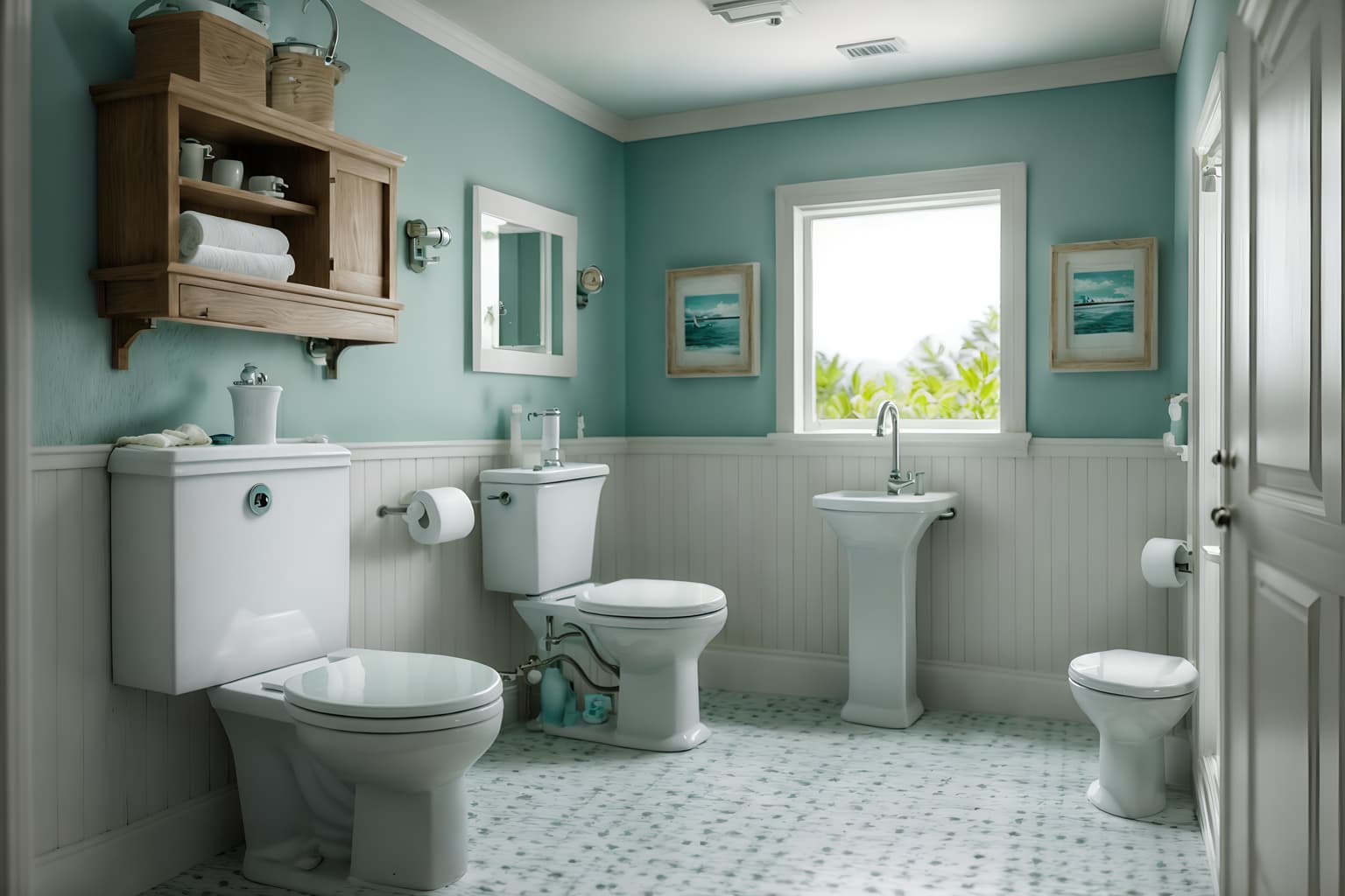 coastal-style (toilet interior) with sink with tap and toilet paper hanger and toilet with toilet seat up and sink with tap. . with . . cinematic photo, highly detailed, cinematic lighting, ultra-detailed, ultrarealistic, photorealism, 8k. coastal interior design style. masterpiece, cinematic light, ultrarealistic+, photorealistic+, 8k, raw photo, realistic, sharp focus on eyes, (symmetrical eyes), (intact eyes), hyperrealistic, highest quality, best quality, , highly detailed, masterpiece, best quality, extremely detailed 8k wallpaper, masterpiece, best quality, ultra-detailed, best shadow, detailed background, detailed face, detailed eyes, high contrast, best illumination, detailed face, dulux, caustic, dynamic angle, detailed glow. dramatic lighting. highly detailed, insanely detailed hair, symmetrical, intricate details, professionally retouched, 8k high definition. strong bokeh. award winning photo.