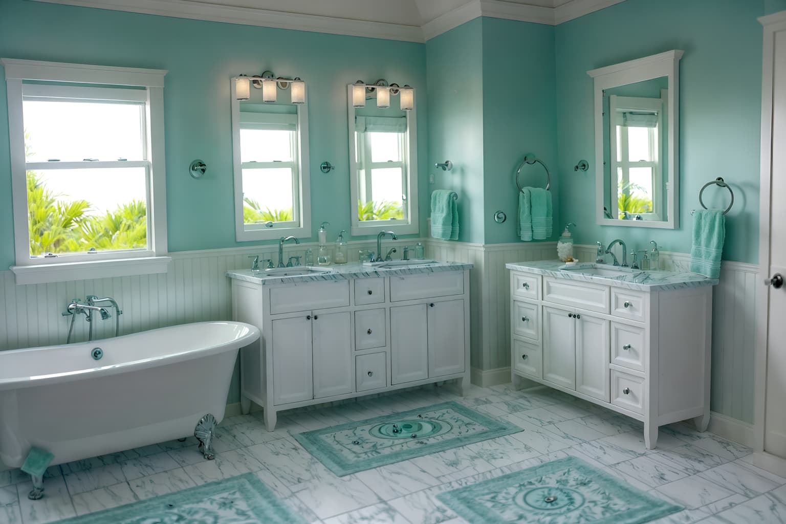 coastal-style (bathroom interior) with shower and bath towel and bathroom sink with faucet and bathtub and bathroom cabinet and toilet seat and bath rail and mirror. . with . . cinematic photo, highly detailed, cinematic lighting, ultra-detailed, ultrarealistic, photorealism, 8k. coastal interior design style. masterpiece, cinematic light, ultrarealistic+, photorealistic+, 8k, raw photo, realistic, sharp focus on eyes, (symmetrical eyes), (intact eyes), hyperrealistic, highest quality, best quality, , highly detailed, masterpiece, best quality, extremely detailed 8k wallpaper, masterpiece, best quality, ultra-detailed, best shadow, detailed background, detailed face, detailed eyes, high contrast, best illumination, detailed face, dulux, caustic, dynamic angle, detailed glow. dramatic lighting. highly detailed, insanely detailed hair, symmetrical, intricate details, professionally retouched, 8k high definition. strong bokeh. award winning photo.