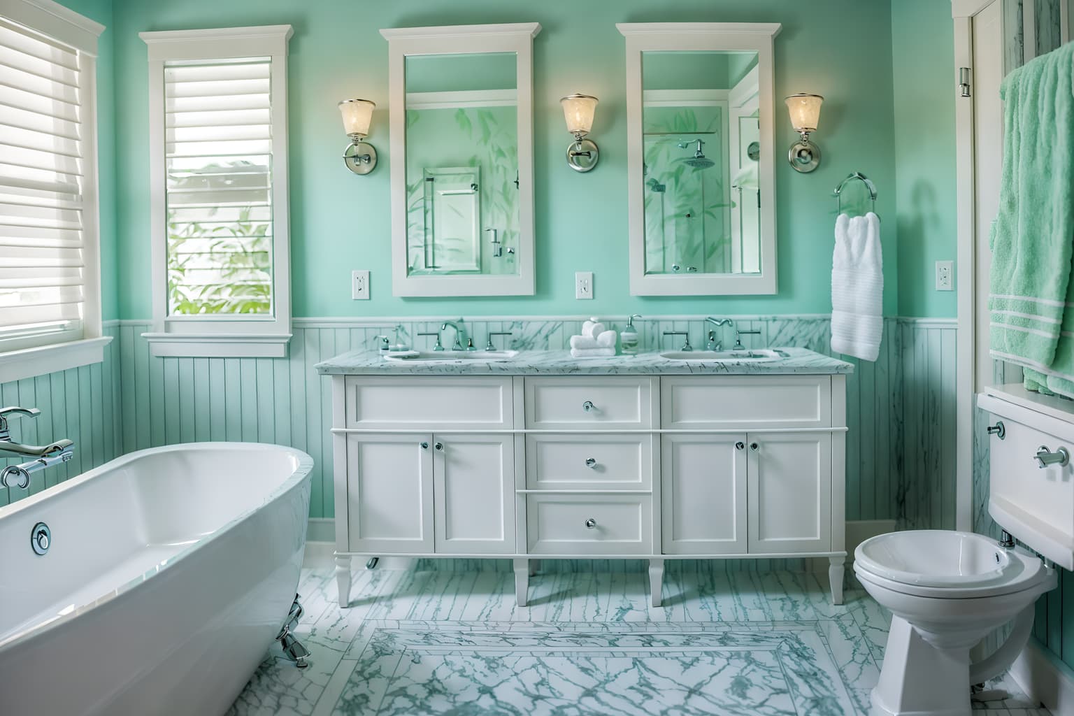 coastal-style (bathroom interior) with shower and bath towel and bathroom sink with faucet and bathtub and bathroom cabinet and toilet seat and bath rail and mirror. . with . . cinematic photo, highly detailed, cinematic lighting, ultra-detailed, ultrarealistic, photorealism, 8k. coastal interior design style. masterpiece, cinematic light, ultrarealistic+, photorealistic+, 8k, raw photo, realistic, sharp focus on eyes, (symmetrical eyes), (intact eyes), hyperrealistic, highest quality, best quality, , highly detailed, masterpiece, best quality, extremely detailed 8k wallpaper, masterpiece, best quality, ultra-detailed, best shadow, detailed background, detailed face, detailed eyes, high contrast, best illumination, detailed face, dulux, caustic, dynamic angle, detailed glow. dramatic lighting. highly detailed, insanely detailed hair, symmetrical, intricate details, professionally retouched, 8k high definition. strong bokeh. award winning photo.