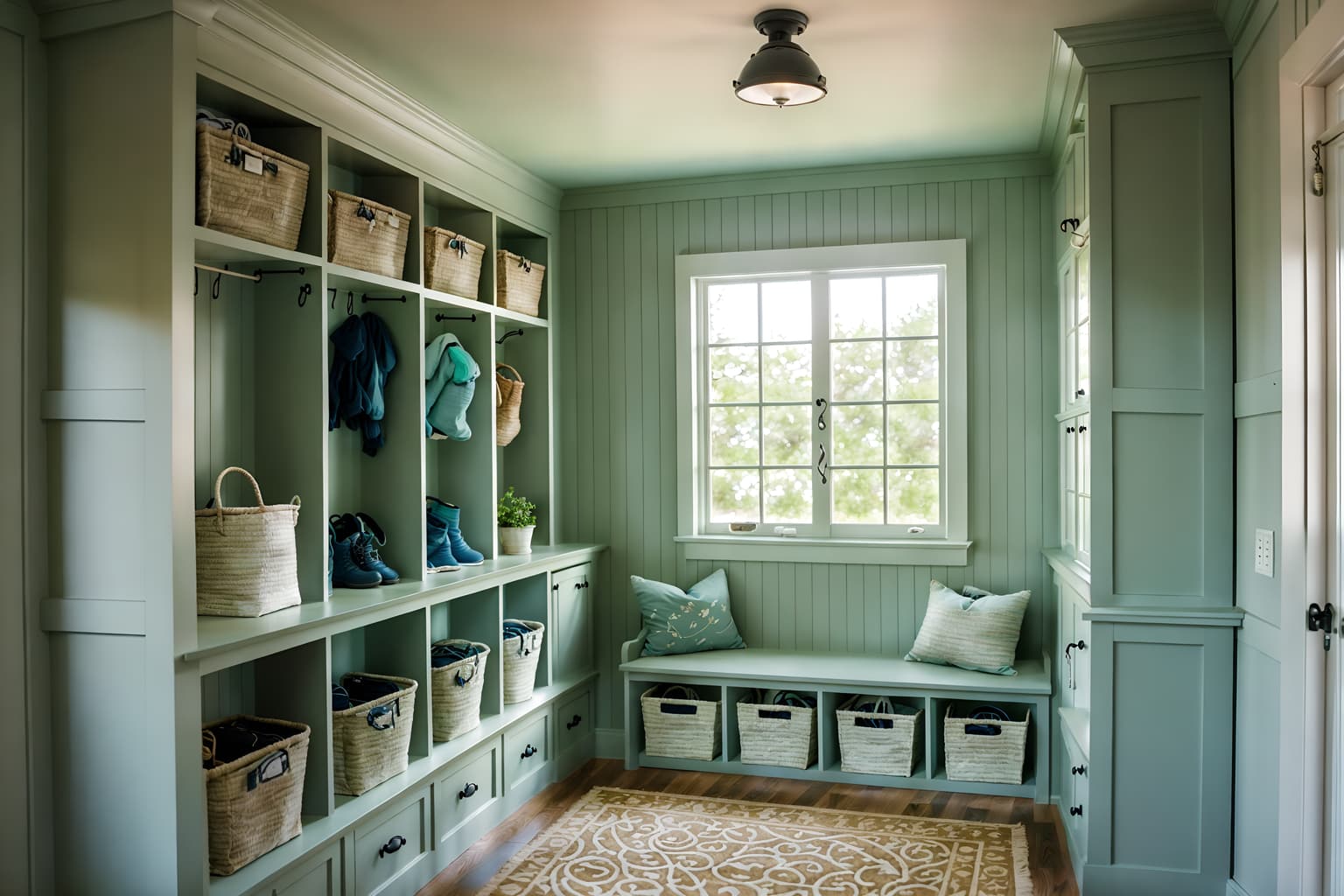 coastal-style (mudroom interior) with wall hooks for coats and cubbies and storage baskets and cabinets and high up storage and shelves for shoes and a bench and storage drawers. . with . . cinematic photo, highly detailed, cinematic lighting, ultra-detailed, ultrarealistic, photorealism, 8k. coastal interior design style. masterpiece, cinematic light, ultrarealistic+, photorealistic+, 8k, raw photo, realistic, sharp focus on eyes, (symmetrical eyes), (intact eyes), hyperrealistic, highest quality, best quality, , highly detailed, masterpiece, best quality, extremely detailed 8k wallpaper, masterpiece, best quality, ultra-detailed, best shadow, detailed background, detailed face, detailed eyes, high contrast, best illumination, detailed face, dulux, caustic, dynamic angle, detailed glow. dramatic lighting. highly detailed, insanely detailed hair, symmetrical, intricate details, professionally retouched, 8k high definition. strong bokeh. award winning photo.