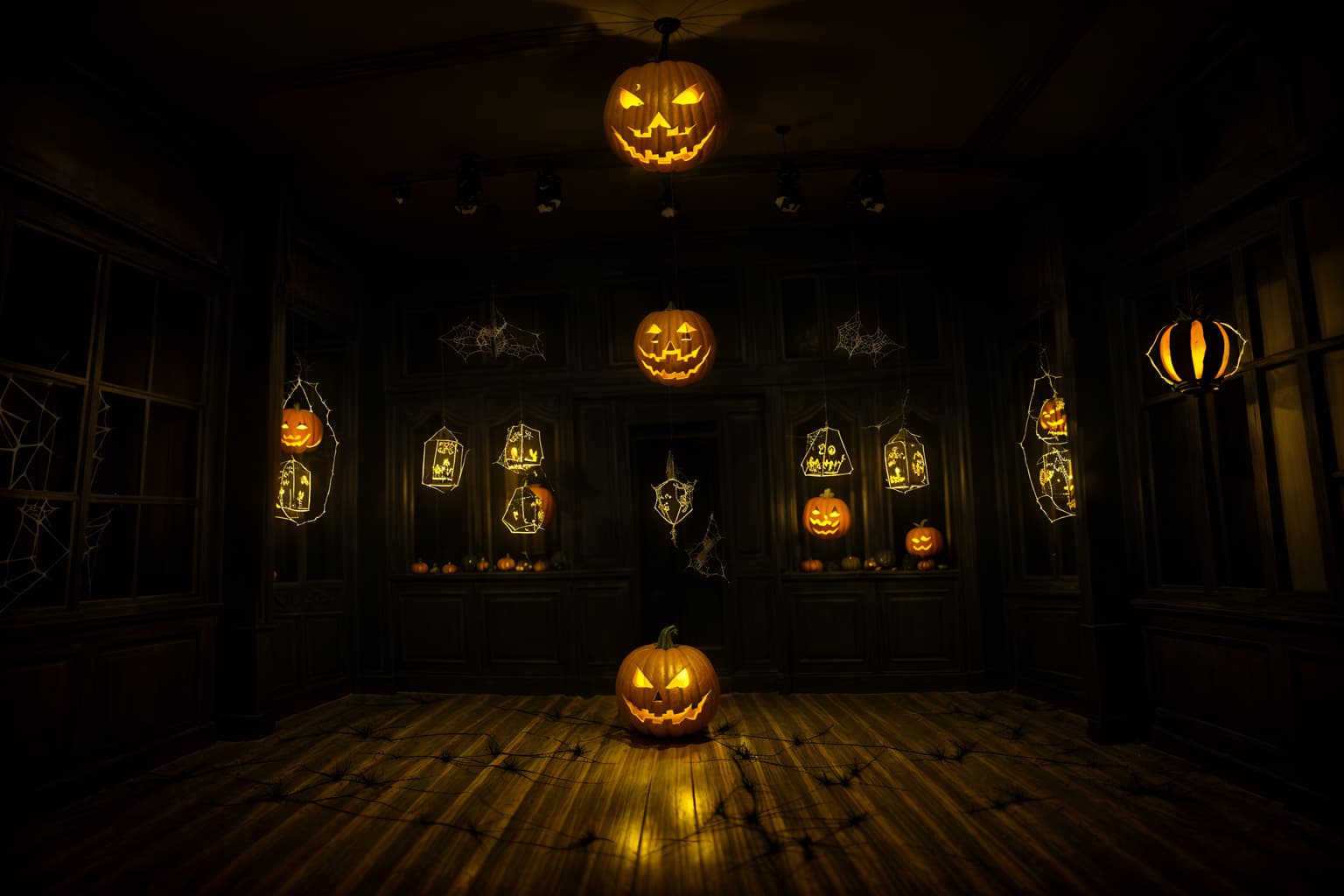 halloween-style (clothing store interior) . with cobwebs and spiderwebs and cobwebs and glowing pumpkins and human skulls and lanterns and yellow black balloons and lanterns. . cinematic photo, highly detailed, cinematic lighting, ultra-detailed, ultrarealistic, photorealism, 8k. halloween interior design style. masterpiece, cinematic light, ultrarealistic+, photorealistic+, 8k, raw photo, realistic, sharp focus on eyes, (symmetrical eyes), (intact eyes), hyperrealistic, highest quality, best quality, , highly detailed, masterpiece, best quality, extremely detailed 8k wallpaper, masterpiece, best quality, ultra-detailed, best shadow, detailed background, detailed face, detailed eyes, high contrast, best illumination, detailed face, dulux, caustic, dynamic angle, detailed glow. dramatic lighting. highly detailed, insanely detailed hair, symmetrical, intricate details, professionally retouched, 8k high definition. strong bokeh. award winning photo.