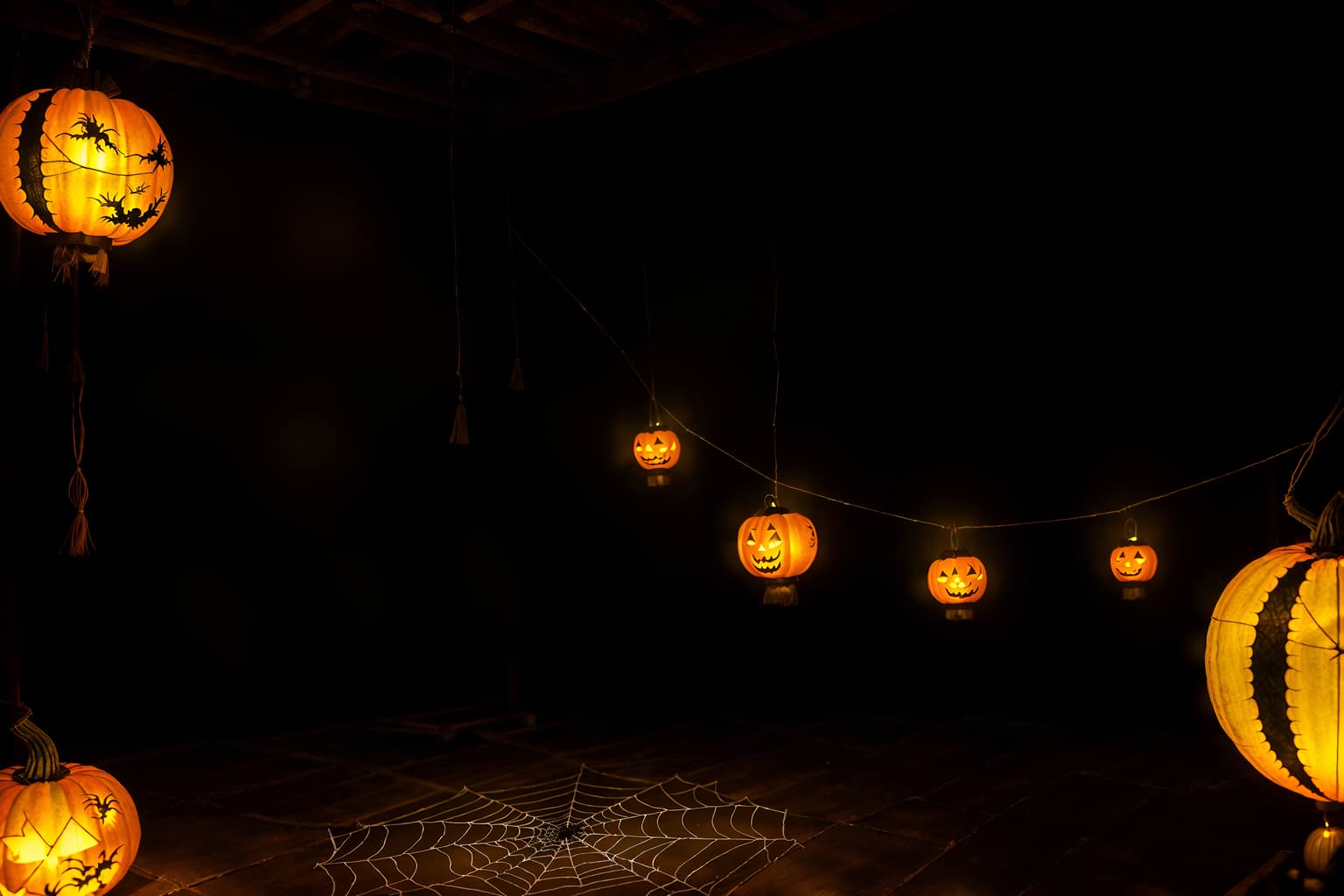 halloween-style (onsen interior) . with cobwebs and yellow black balloons and lanterns and glowing pumpkins and cobwebs and lanterns and skeletons sitting and standing and spiderwebs. . cinematic photo, highly detailed, cinematic lighting, ultra-detailed, ultrarealistic, photorealism, 8k. halloween interior design style. masterpiece, cinematic light, ultrarealistic+, photorealistic+, 8k, raw photo, realistic, sharp focus on eyes, (symmetrical eyes), (intact eyes), hyperrealistic, highest quality, best quality, , highly detailed, masterpiece, best quality, extremely detailed 8k wallpaper, masterpiece, best quality, ultra-detailed, best shadow, detailed background, detailed face, detailed eyes, high contrast, best illumination, detailed face, dulux, caustic, dynamic angle, detailed glow. dramatic lighting. highly detailed, insanely detailed hair, symmetrical, intricate details, professionally retouched, 8k high definition. strong bokeh. award winning photo.