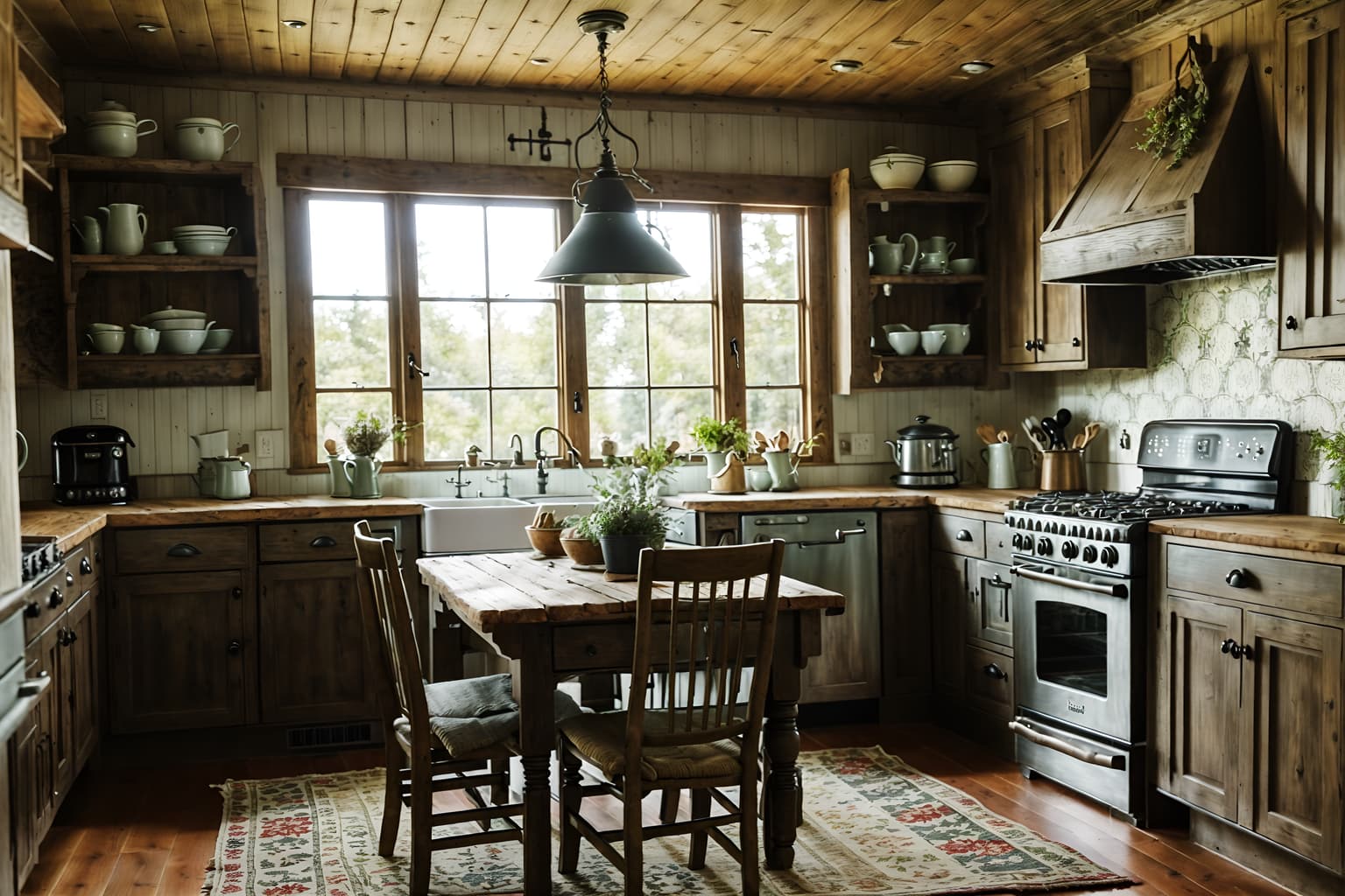 cottagecore-style (kitchen living combo interior) with chairs and furniture and occasional tables and kitchen cabinets and stove and bookshelves and rug and plant. . with rustic and organic and cottage style and natural and country style and floral patterns and earthy and traditional. . cinematic photo, highly detailed, cinematic lighting, ultra-detailed, ultrarealistic, photorealism, 8k. cottagecore interior design style. masterpiece, cinematic light, ultrarealistic+, photorealistic+, 8k, raw photo, realistic, sharp focus on eyes, (symmetrical eyes), (intact eyes), hyperrealistic, highest quality, best quality, , highly detailed, masterpiece, best quality, extremely detailed 8k wallpaper, masterpiece, best quality, ultra-detailed, best shadow, detailed background, detailed face, detailed eyes, high contrast, best illumination, detailed face, dulux, caustic, dynamic angle, detailed glow. dramatic lighting. highly detailed, insanely detailed hair, symmetrical, intricate details, professionally retouched, 8k high definition. strong bokeh. award winning photo.