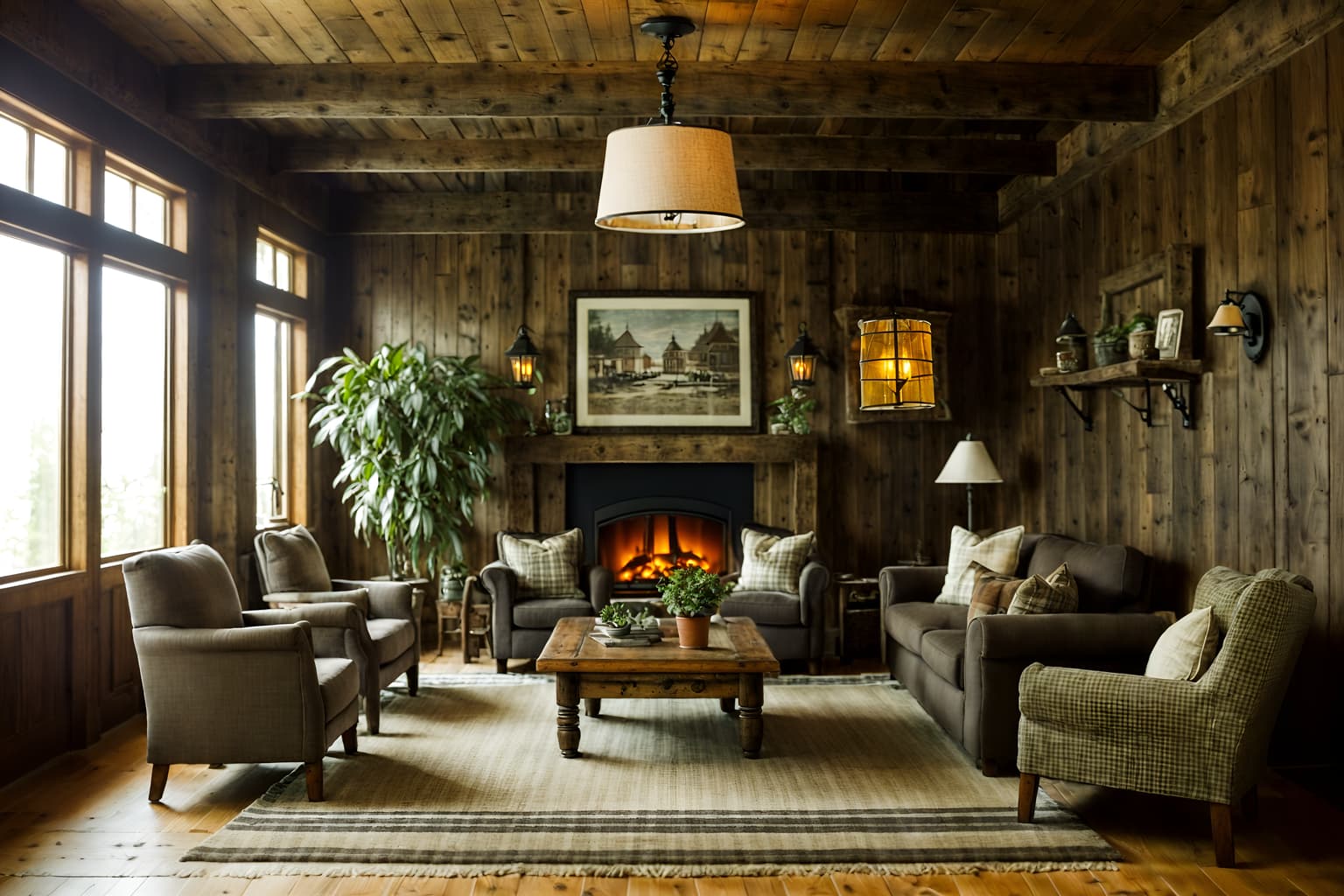 cottagecore-style (hotel lobby interior) with check in desk and sofas and rug and coffee tables and plant and lounge chairs and hanging lamps and furniture. . with rustic and cottage style and traditional and muted colors and natural and earthy and organic and country style. . cinematic photo, highly detailed, cinematic lighting, ultra-detailed, ultrarealistic, photorealism, 8k. cottagecore interior design style. masterpiece, cinematic light, ultrarealistic+, photorealistic+, 8k, raw photo, realistic, sharp focus on eyes, (symmetrical eyes), (intact eyes), hyperrealistic, highest quality, best quality, , highly detailed, masterpiece, best quality, extremely detailed 8k wallpaper, masterpiece, best quality, ultra-detailed, best shadow, detailed background, detailed face, detailed eyes, high contrast, best illumination, detailed face, dulux, caustic, dynamic angle, detailed glow. dramatic lighting. highly detailed, insanely detailed hair, symmetrical, intricate details, professionally retouched, 8k high definition. strong bokeh. award winning photo.