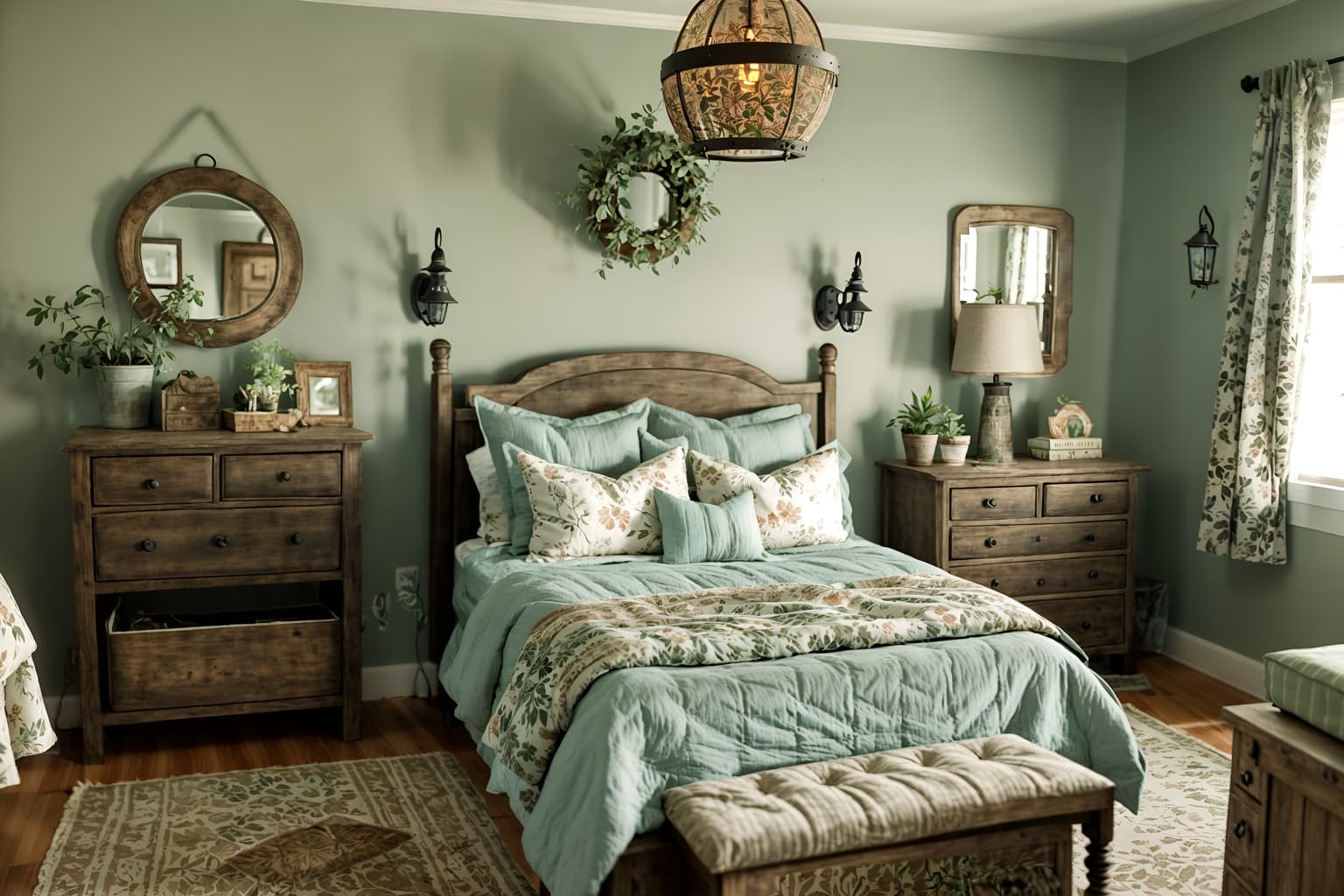 cottagecore-style (kids room interior) with plant and dresser closet and bedside table or night stand and night light and bed and accent chair and mirror and storage bench or ottoman. . with muted colors and natural and floral patterns and organic and rustic and earthy and country style and traditional. . cinematic photo, highly detailed, cinematic lighting, ultra-detailed, ultrarealistic, photorealism, 8k. cottagecore interior design style. masterpiece, cinematic light, ultrarealistic+, photorealistic+, 8k, raw photo, realistic, sharp focus on eyes, (symmetrical eyes), (intact eyes), hyperrealistic, highest quality, best quality, , highly detailed, masterpiece, best quality, extremely detailed 8k wallpaper, masterpiece, best quality, ultra-detailed, best shadow, detailed background, detailed face, detailed eyes, high contrast, best illumination, detailed face, dulux, caustic, dynamic angle, detailed glow. dramatic lighting. highly detailed, insanely detailed hair, symmetrical, intricate details, professionally retouched, 8k high definition. strong bokeh. award winning photo.