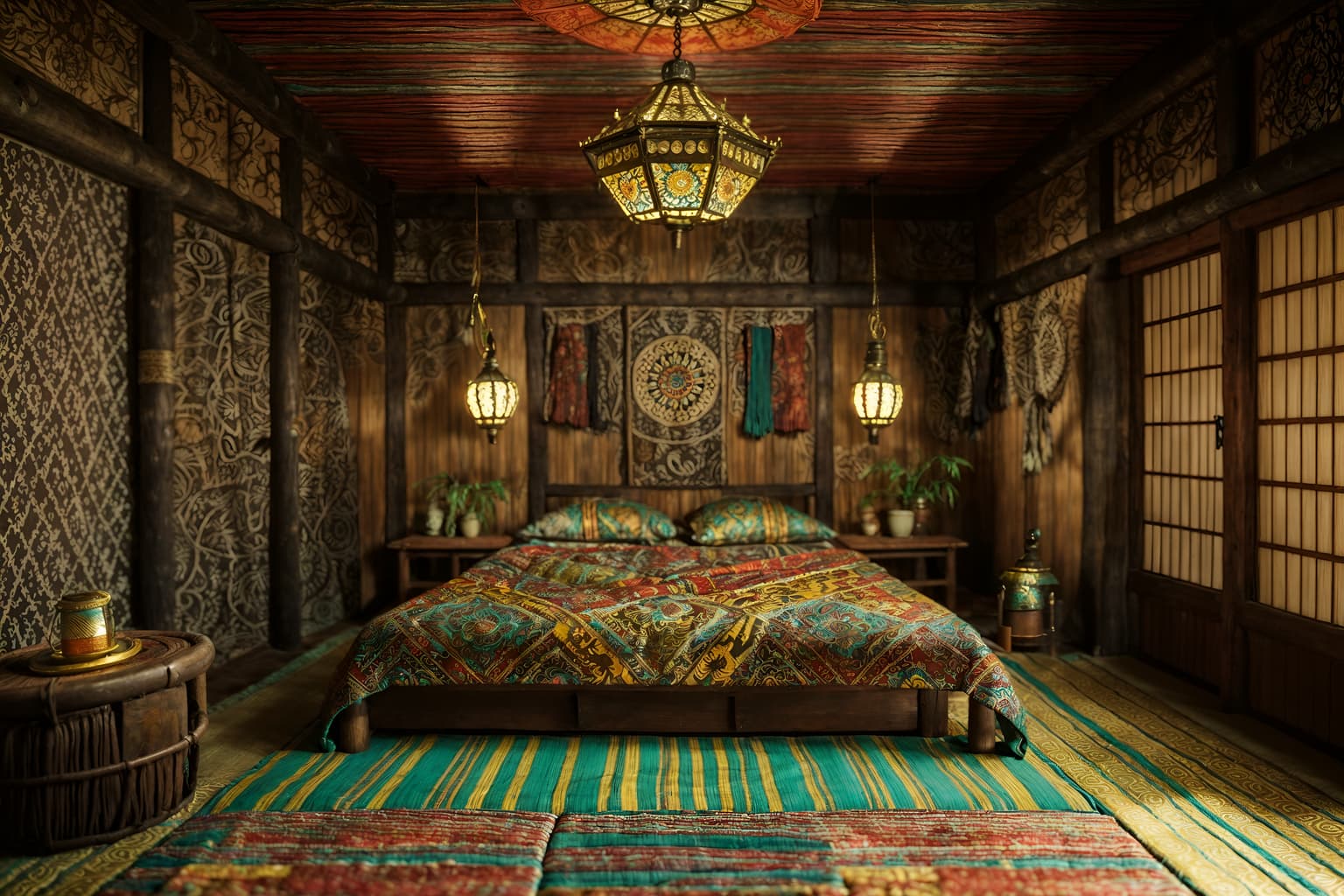 bohemian-style (onsen interior) . with bold colors and metals and animal hides and carefree layers of pattern, texture, and color and natural materials and playful patterns and mixed patterns and playful colors. . cinematic photo, highly detailed, cinematic lighting, ultra-detailed, ultrarealistic, photorealism, 8k. bohemian interior design style. masterpiece, cinematic light, ultrarealistic+, photorealistic+, 8k, raw photo, realistic, sharp focus on eyes, (symmetrical eyes), (intact eyes), hyperrealistic, highest quality, best quality, , highly detailed, masterpiece, best quality, extremely detailed 8k wallpaper, masterpiece, best quality, ultra-detailed, best shadow, detailed background, detailed face, detailed eyes, high contrast, best illumination, detailed face, dulux, caustic, dynamic angle, detailed glow. dramatic lighting. highly detailed, insanely detailed hair, symmetrical, intricate details, professionally retouched, 8k high definition. strong bokeh. award winning photo.