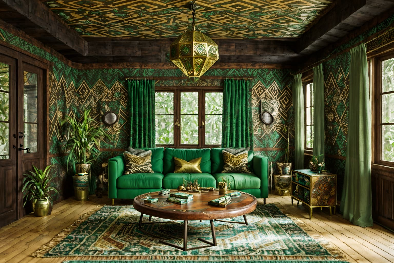 bohemian-style (gaming room interior) . with metals and woods and playful textures and bold patterns and animal hides and lush green nature and carefree layers of pattern, texture, and color and natural materials. . cinematic photo, highly detailed, cinematic lighting, ultra-detailed, ultrarealistic, photorealism, 8k. bohemian interior design style. masterpiece, cinematic light, ultrarealistic+, photorealistic+, 8k, raw photo, realistic, sharp focus on eyes, (symmetrical eyes), (intact eyes), hyperrealistic, highest quality, best quality, , highly detailed, masterpiece, best quality, extremely detailed 8k wallpaper, masterpiece, best quality, ultra-detailed, best shadow, detailed background, detailed face, detailed eyes, high contrast, best illumination, detailed face, dulux, caustic, dynamic angle, detailed glow. dramatic lighting. highly detailed, insanely detailed hair, symmetrical, intricate details, professionally retouched, 8k high definition. strong bokeh. award winning photo.