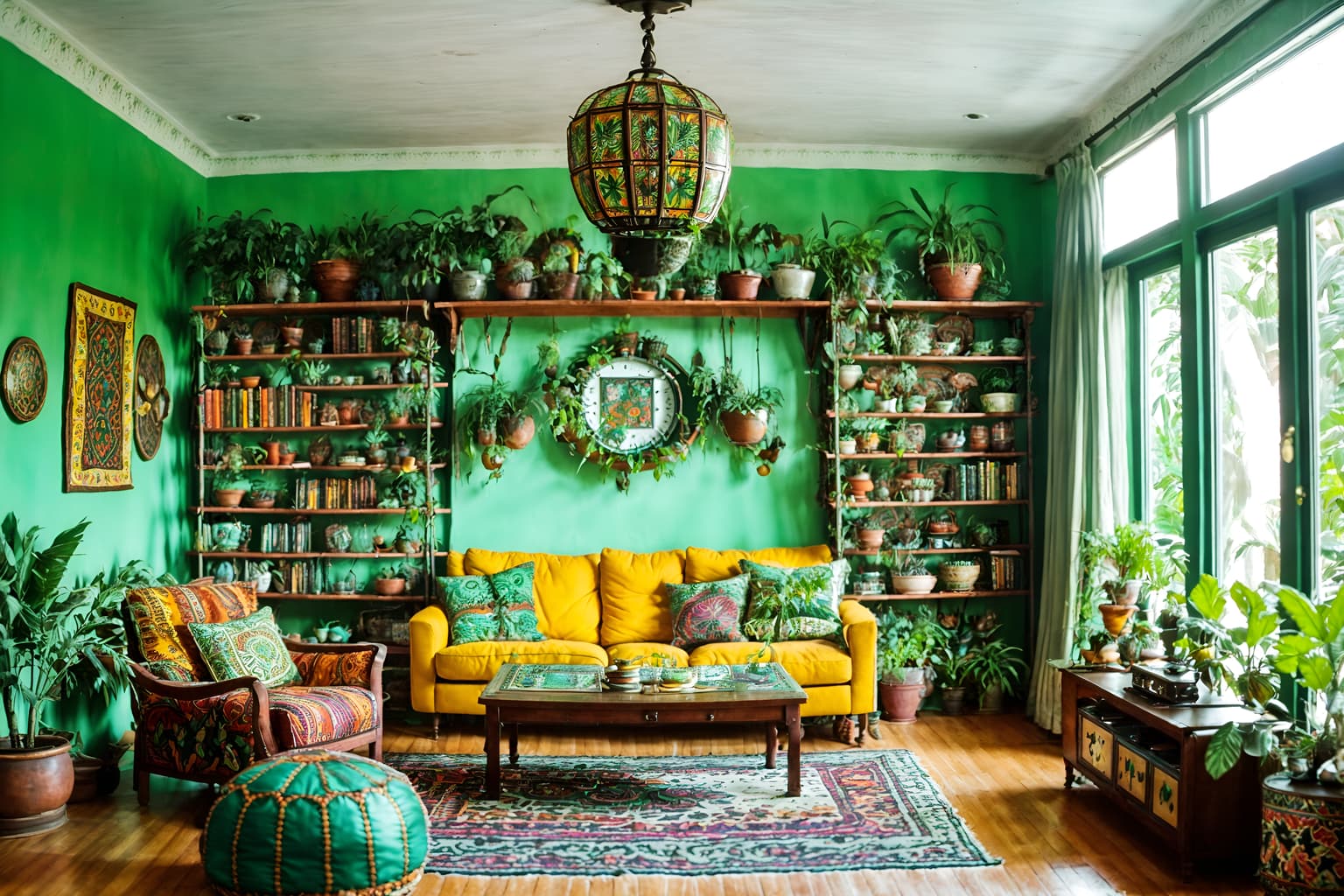 bohemian-style (kitchen living combo interior) with electric lamps and furniture and plant and bookshelves and plant and sink and televisions and chairs. . with a lack of structure and travel trinkets and mixed patterns and bold patterns and bold colors and animal hides and lush green nature and playful patterns. . cinematic photo, highly detailed, cinematic lighting, ultra-detailed, ultrarealistic, photorealism, 8k. bohemian interior design style. masterpiece, cinematic light, ultrarealistic+, photorealistic+, 8k, raw photo, realistic, sharp focus on eyes, (symmetrical eyes), (intact eyes), hyperrealistic, highest quality, best quality, , highly detailed, masterpiece, best quality, extremely detailed 8k wallpaper, masterpiece, best quality, ultra-detailed, best shadow, detailed background, detailed face, detailed eyes, high contrast, best illumination, detailed face, dulux, caustic, dynamic angle, detailed glow. dramatic lighting. highly detailed, insanely detailed hair, symmetrical, intricate details, professionally retouched, 8k high definition. strong bokeh. award winning photo.