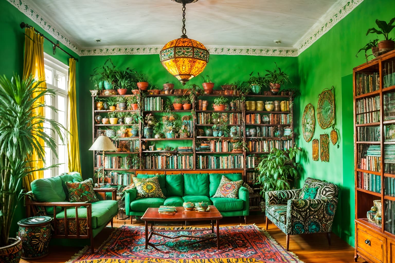 bohemian-style (kitchen living combo interior) with electric lamps and furniture and plant and bookshelves and plant and sink and televisions and chairs. . with a lack of structure and travel trinkets and mixed patterns and bold patterns and bold colors and animal hides and lush green nature and playful patterns. . cinematic photo, highly detailed, cinematic lighting, ultra-detailed, ultrarealistic, photorealism, 8k. bohemian interior design style. masterpiece, cinematic light, ultrarealistic+, photorealistic+, 8k, raw photo, realistic, sharp focus on eyes, (symmetrical eyes), (intact eyes), hyperrealistic, highest quality, best quality, , highly detailed, masterpiece, best quality, extremely detailed 8k wallpaper, masterpiece, best quality, ultra-detailed, best shadow, detailed background, detailed face, detailed eyes, high contrast, best illumination, detailed face, dulux, caustic, dynamic angle, detailed glow. dramatic lighting. highly detailed, insanely detailed hair, symmetrical, intricate details, professionally retouched, 8k high definition. strong bokeh. award winning photo.