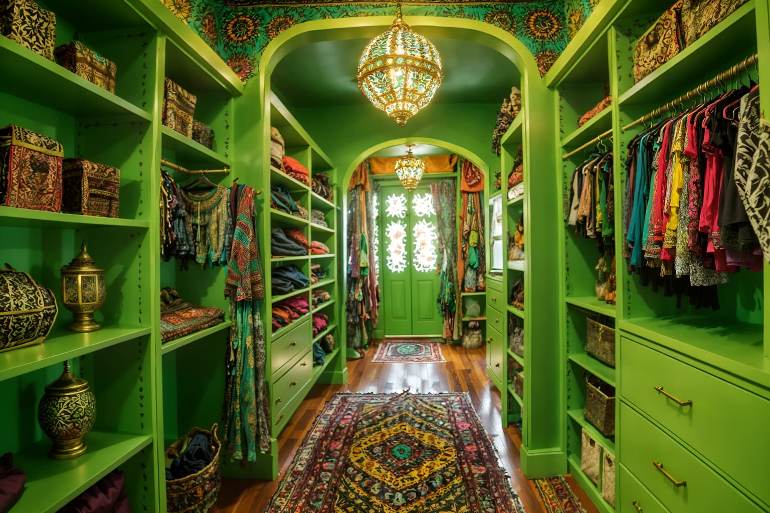 bohemian-style (walk in closet interior) . with mixed patterns and travel trinkets and playful textures and a lack of structure and bold colors and metals and lush green nature and bold patterns. . cinematic photo, highly detailed, cinematic lighting, ultra-detailed, ultrarealistic, photorealism, 8k. bohemian interior design style. masterpiece, cinematic light, ultrarealistic+, photorealistic+, 8k, raw photo, realistic, sharp focus on eyes, (symmetrical eyes), (intact eyes), hyperrealistic, highest quality, best quality, , highly detailed, masterpiece, best quality, extremely detailed 8k wallpaper, masterpiece, best quality, ultra-detailed, best shadow, detailed background, detailed face, detailed eyes, high contrast, best illumination, detailed face, dulux, caustic, dynamic angle, detailed glow. dramatic lighting. highly detailed, insanely detailed hair, symmetrical, intricate details, professionally retouched, 8k high definition. strong bokeh. award winning photo.